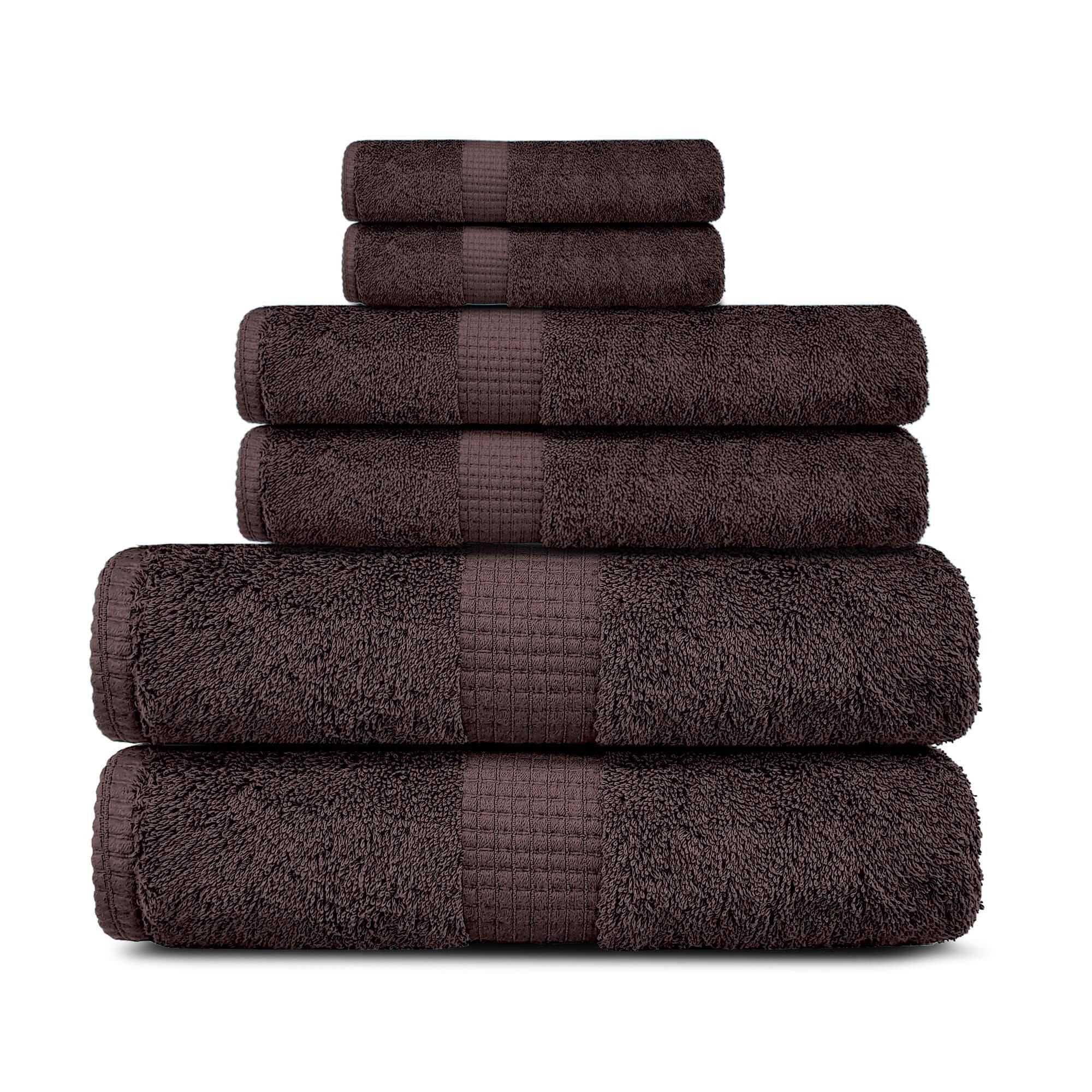Lavish Touch 100% Cotton 600 GSM Melrose 6 Pc Set 2 Bath 2 Hand 2 Face Towels - Zenvias