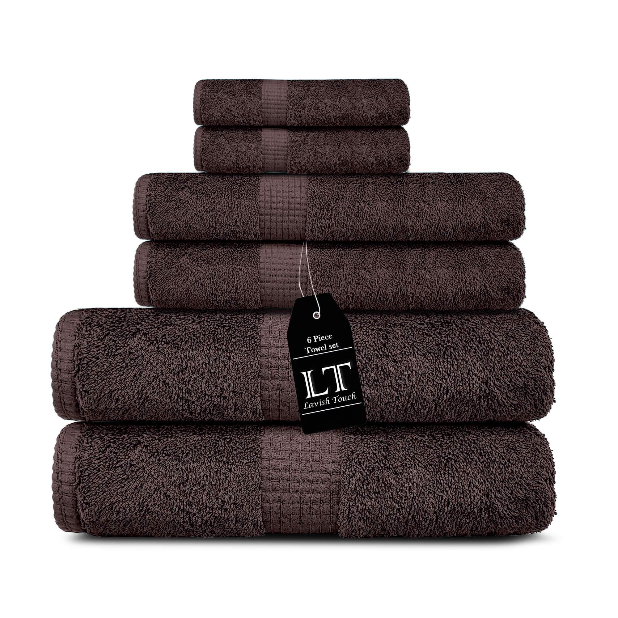 Lavish Touch 100% Cotton 600 GSM Melrose 6 Pc Set 2 Bath 2 Hand 2 Face Towels - Zenvias