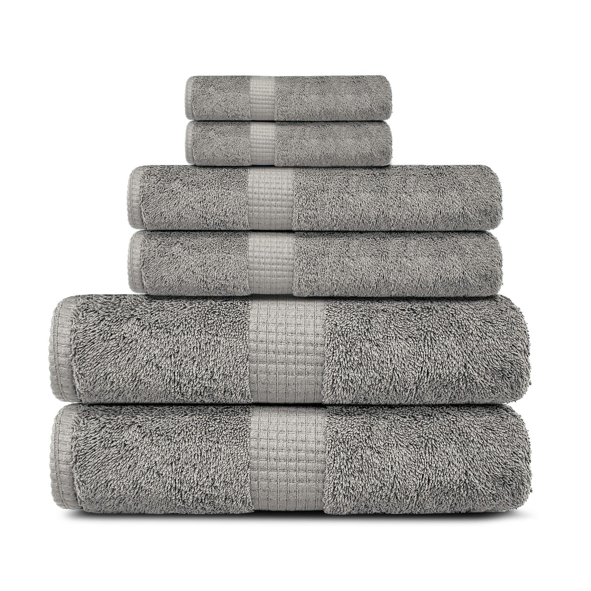 Lavish Touch 100% Cotton 600 GSM Melrose 6 Pc Set 2 Bath 2 Hand 2 Face Towels - Zenvias