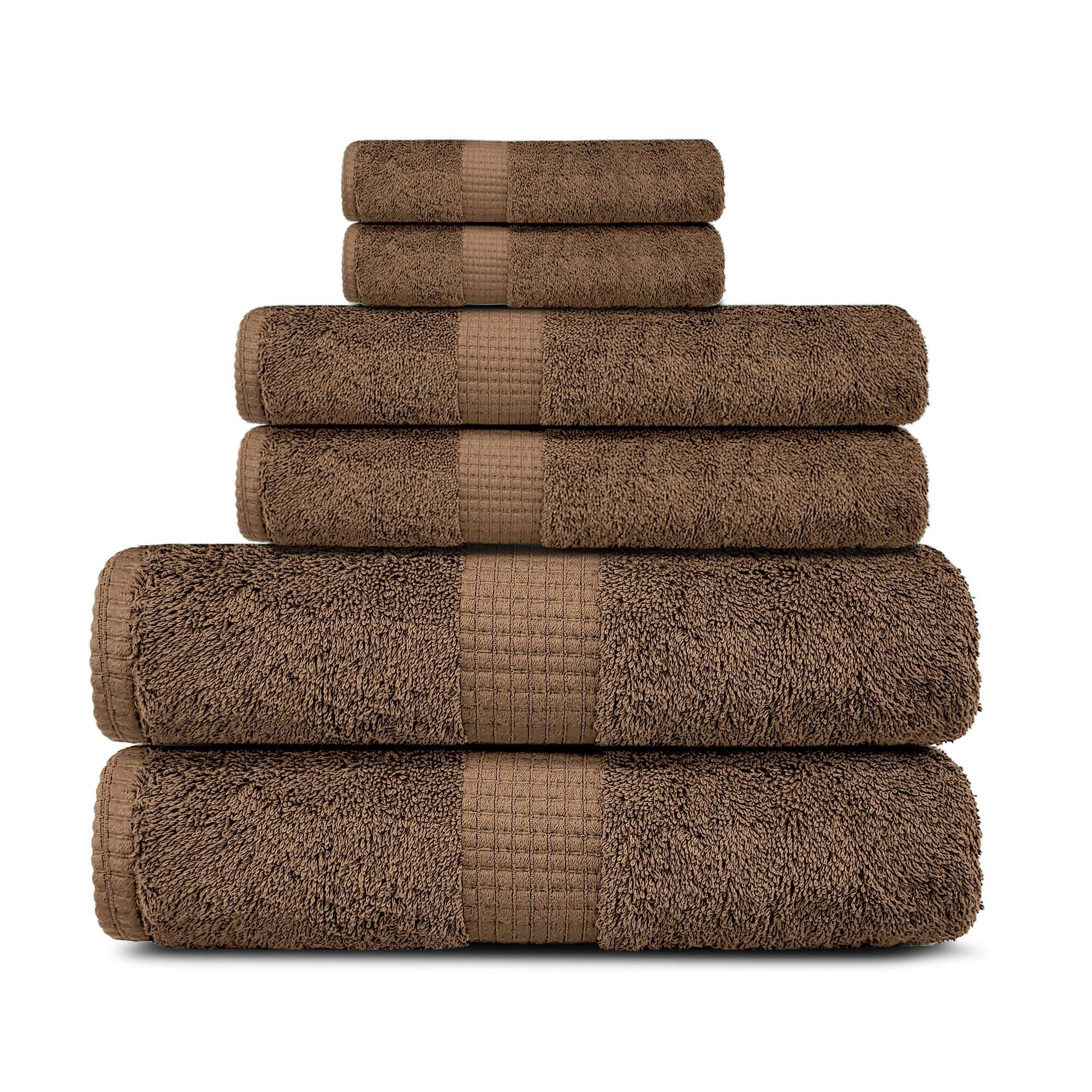 Lavish Touch 100% Cotton 600 GSM Melrose 6 Pc Set 2 Bath 2 Hand 2 Face Towels - Zenvias