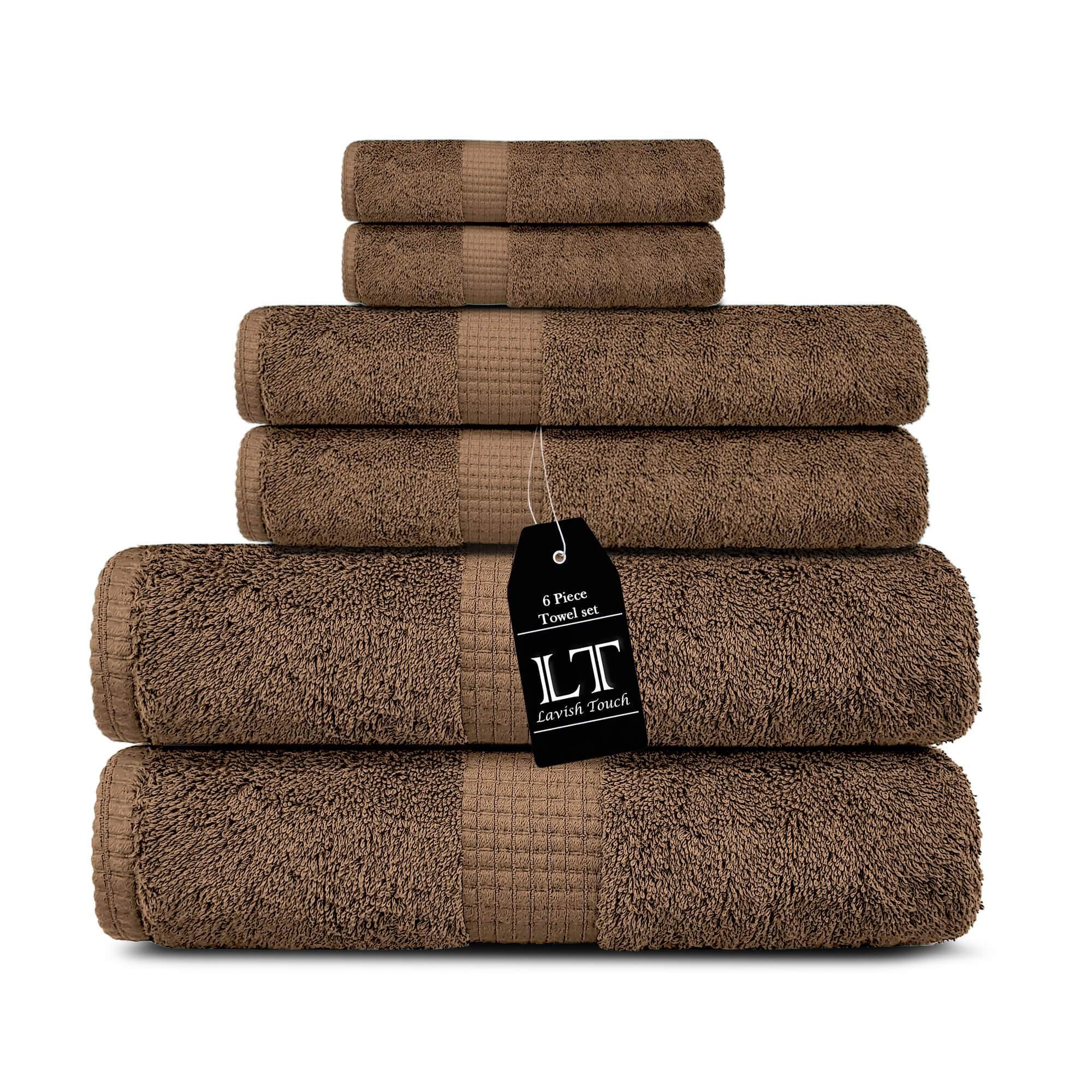 Lavish Touch 100% Cotton 600 GSM Melrose 6 Pc Set 2 Bath 2 Hand 2 Face Towels - Zenvias
