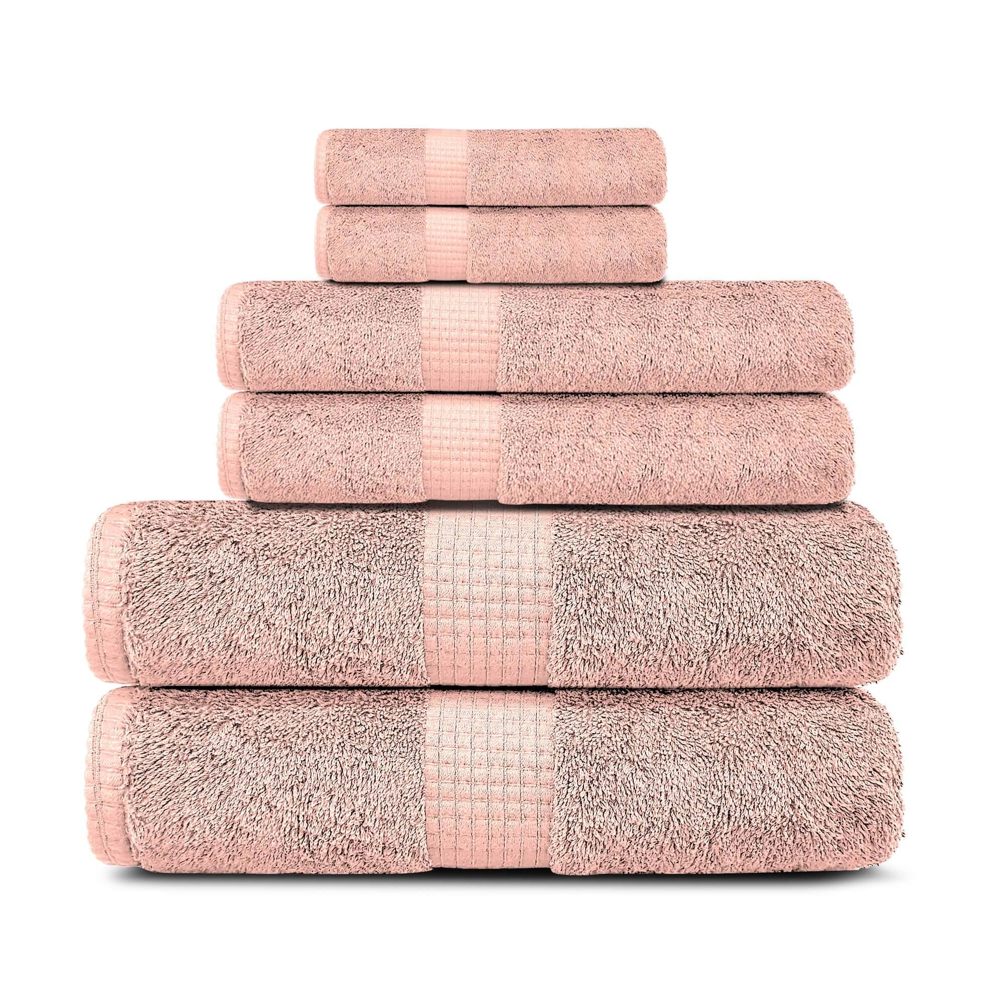 Lavish Touch 100% Cotton 600 GSM Melrose 6 Pc Set 2 Bath 2 Hand 2 Face Towels - Zenvias