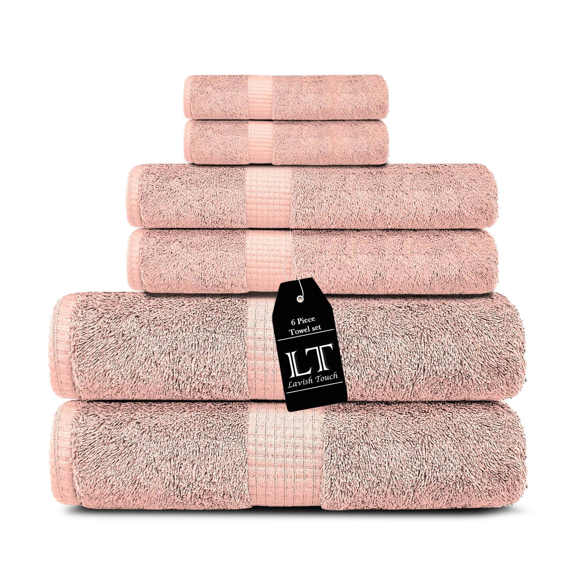 Lavish Touch 100% Cotton 600 GSM Melrose 6 Pc Set 2 Bath 2 Hand 2 Face Towels - Zenvias