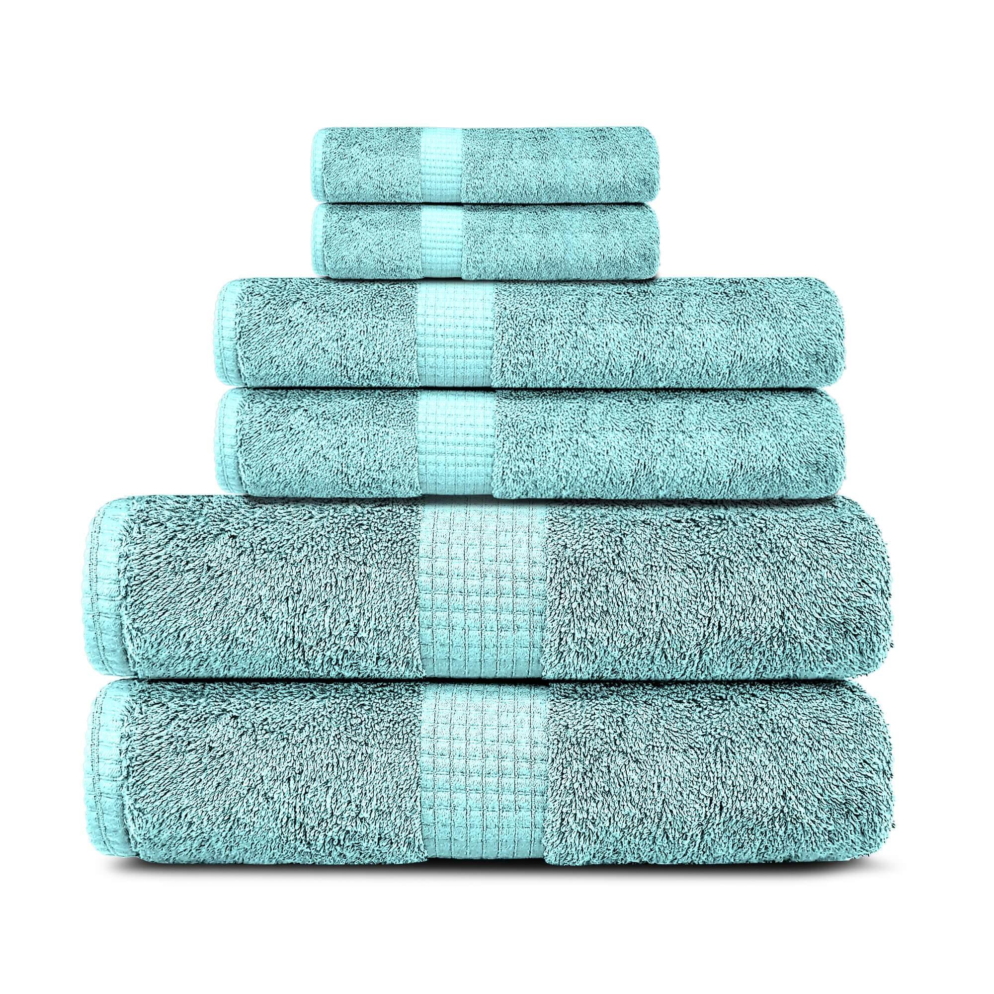 Lavish Touch 100% Cotton 600 GSM Melrose 6 Pc Set 2 Bath 2 Hand 2 Face Towels - Zenvias