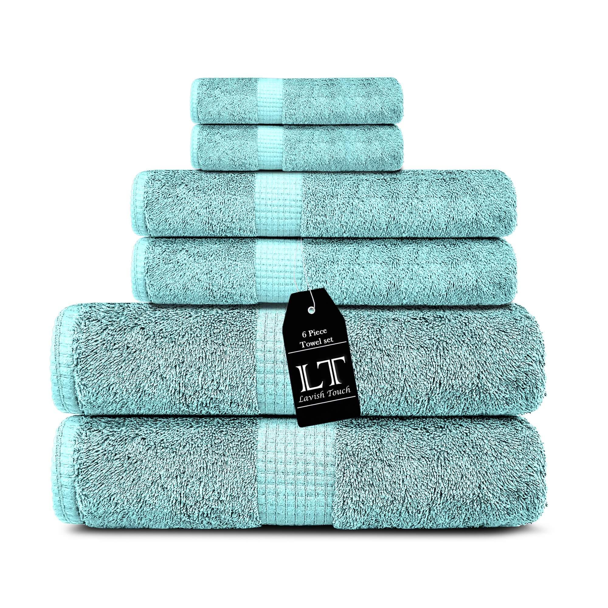 Lavish Touch 100% Cotton 600 GSM Melrose 6 Pc Set 2 Bath 2 Hand 2 Face Towels - Zenvias