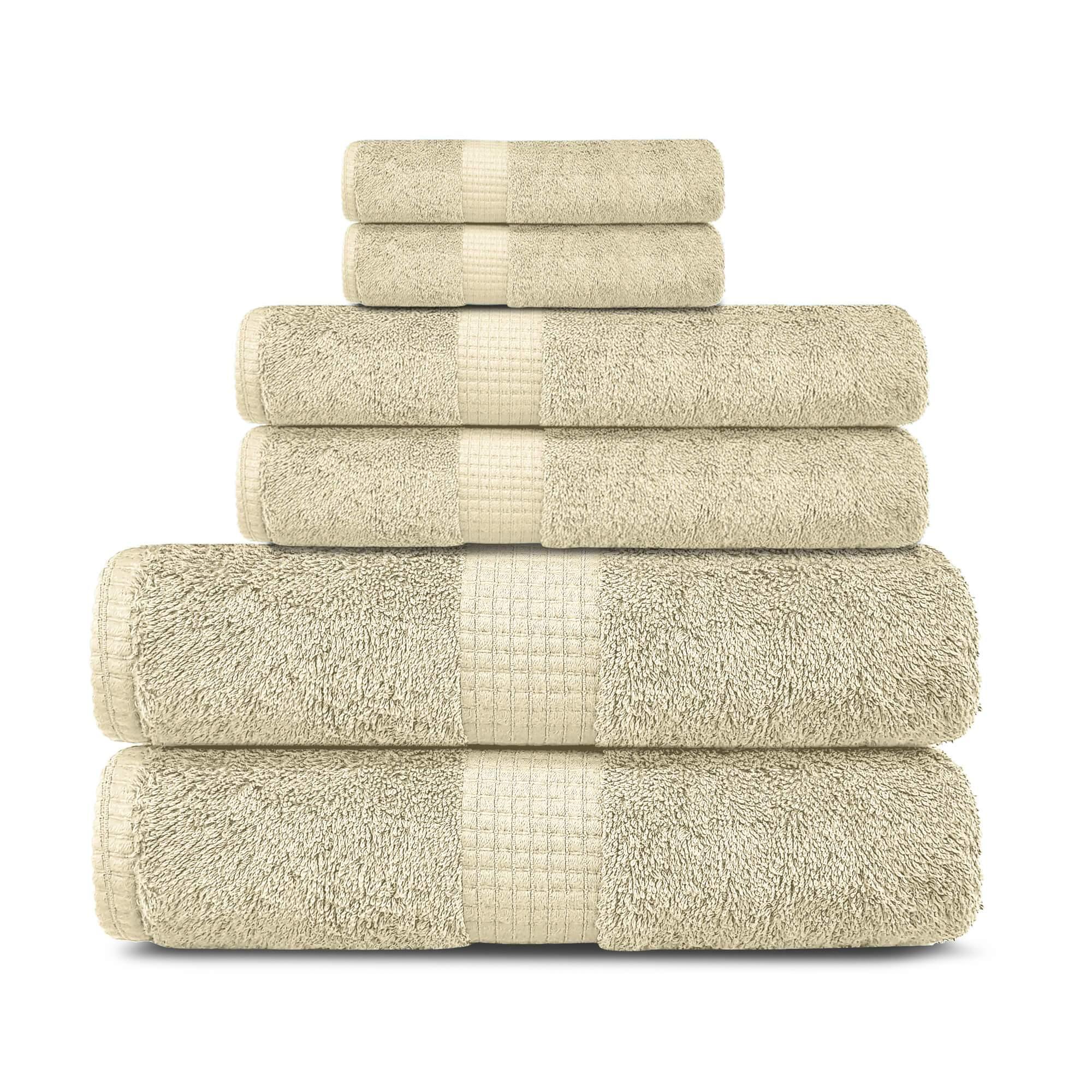 Lavish Touch 100% Cotton 600 GSM Melrose 6 Pc Set 2 Bath 2 Hand 2 Face Towels - Zenvias