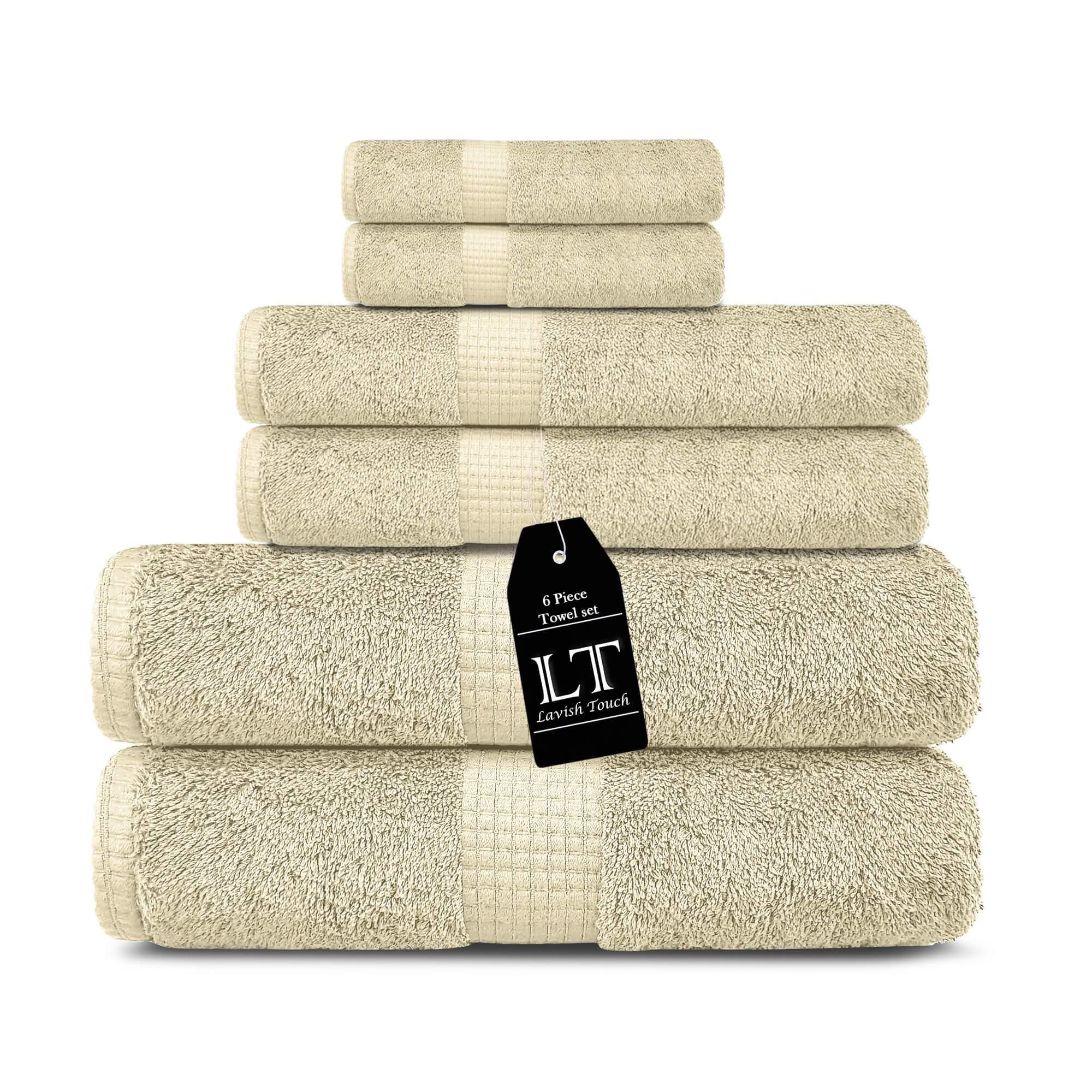 Lavish Touch 100% Cotton 600 GSM Melrose 6 Pc Set 2 Bath 2 Hand 2 Face Towels - Zenvias