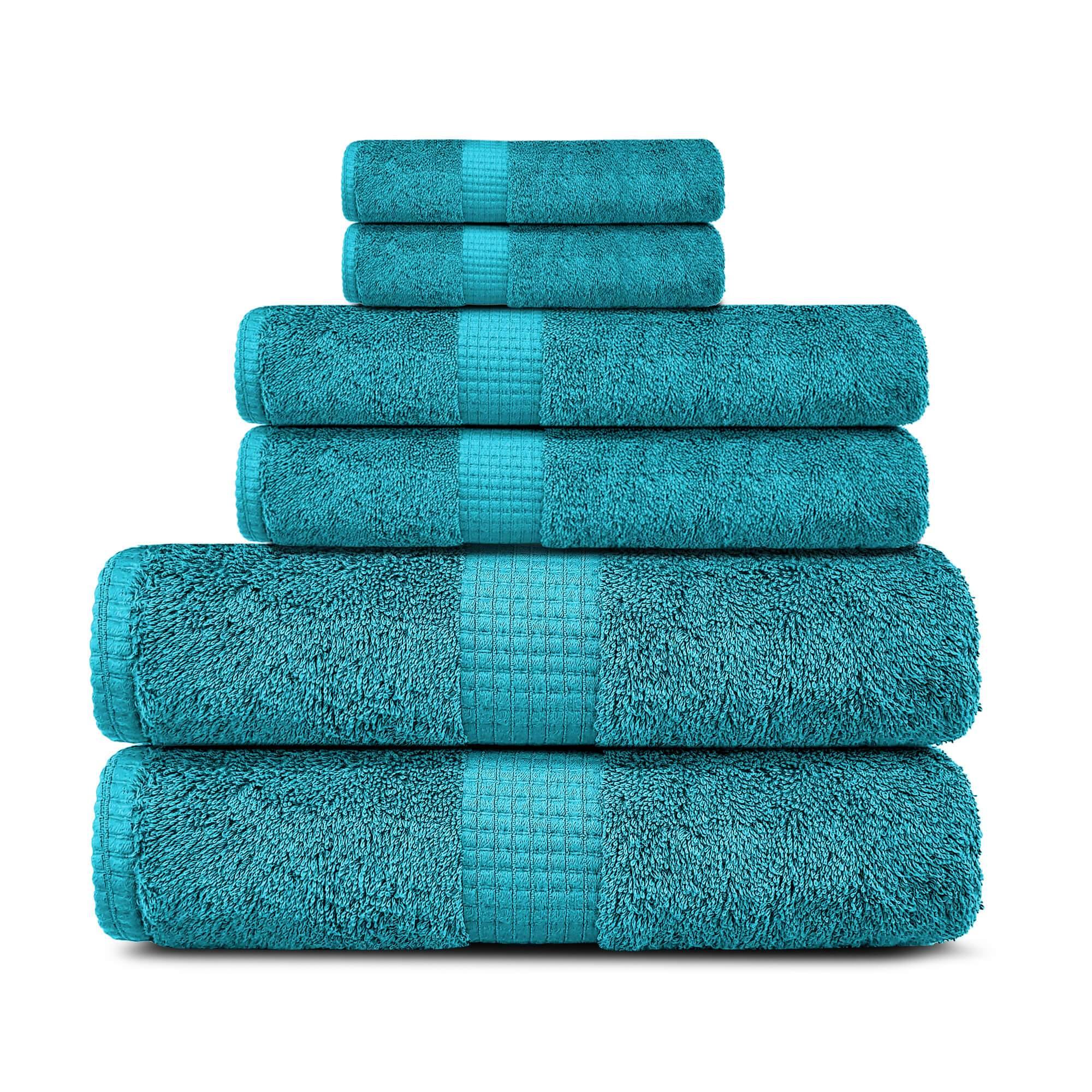 Lavish Touch 100% Cotton 600 GSM Melrose 6 Pc Set 2 Bath 2 Hand 2 Face Towels - Zenvias