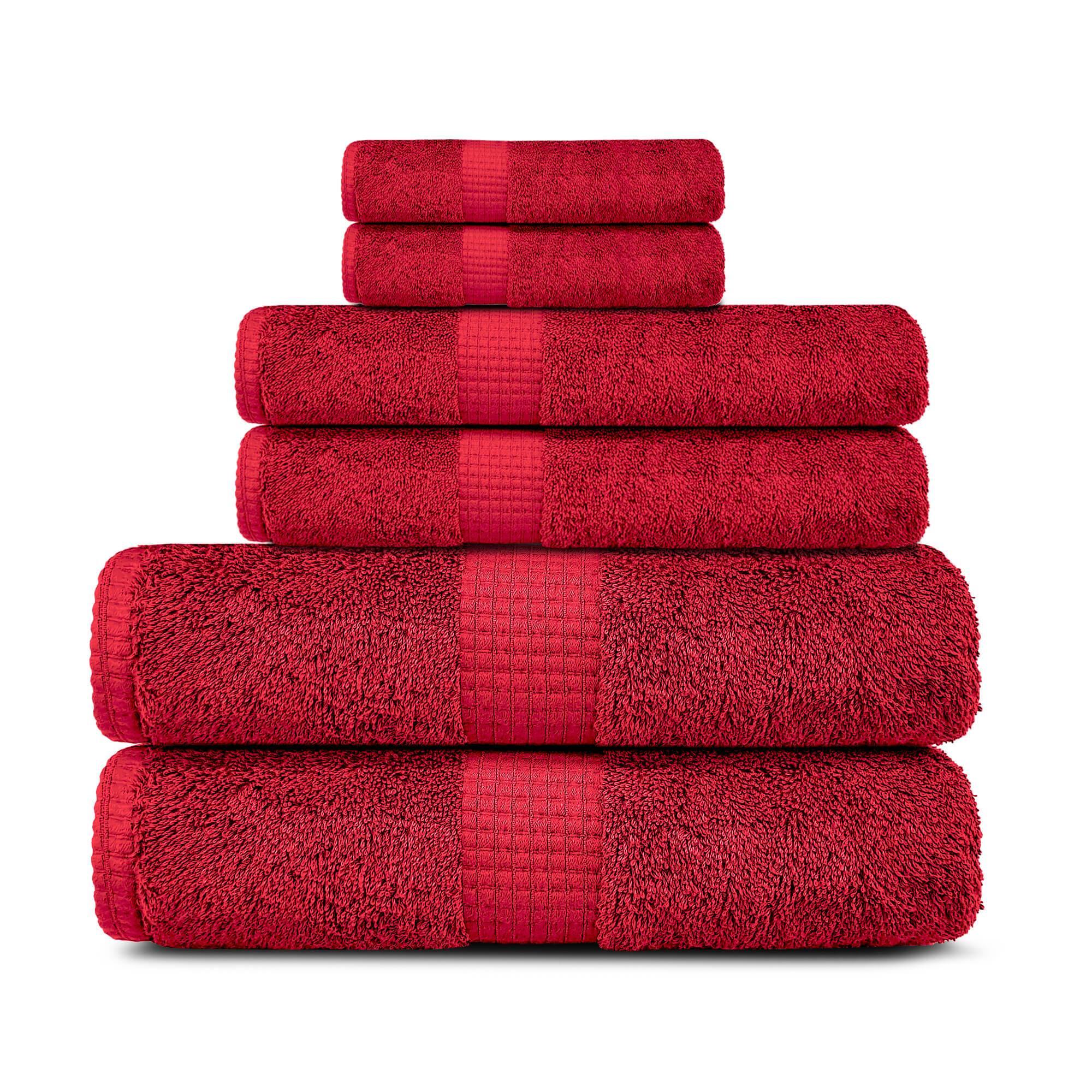 Lavish Touch 100% Cotton 600 GSM Melrose 6 Pc Set 2 Bath 2 Hand 2 Face Towels - Zenvias