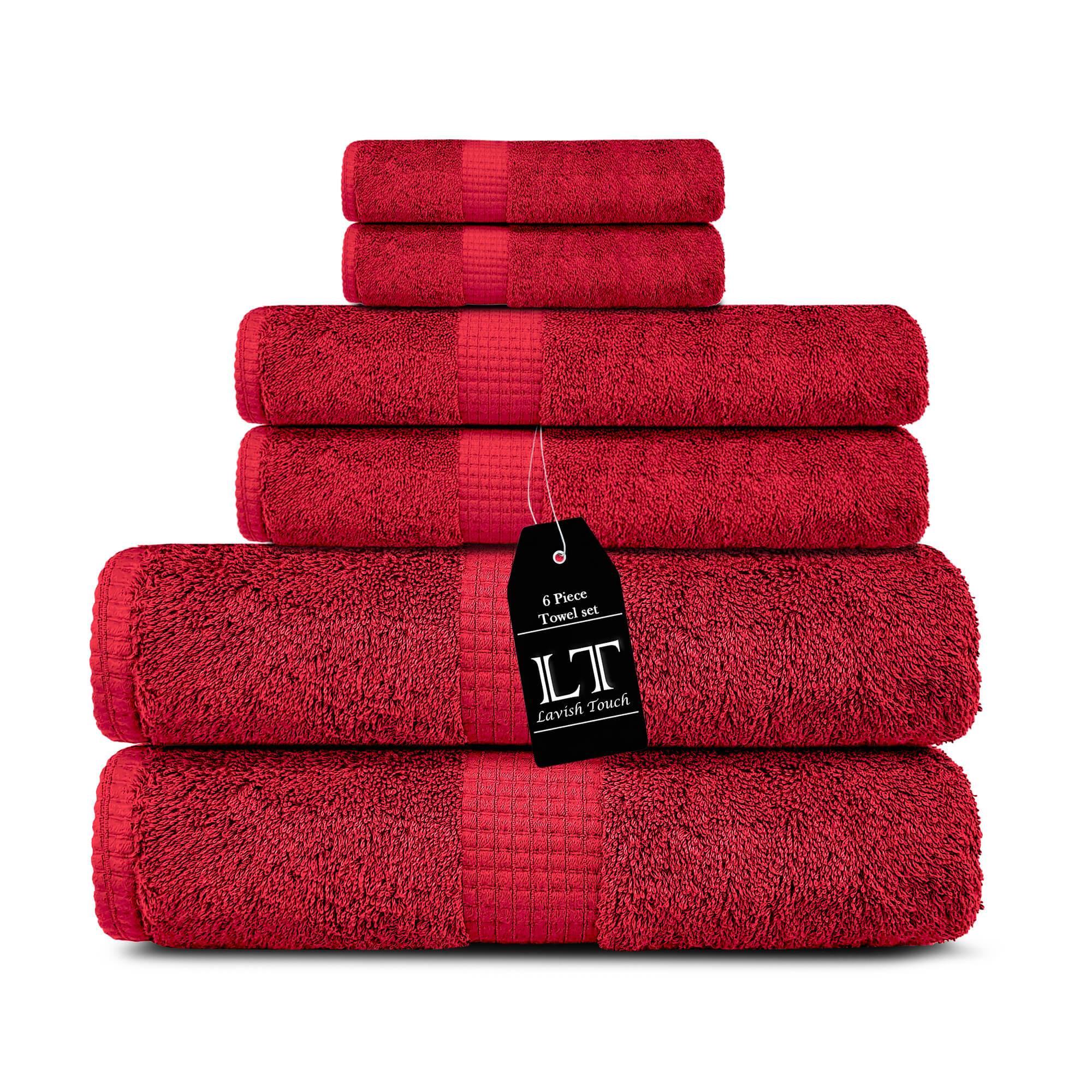 Lavish Touch 100% Cotton 600 GSM Melrose 6 Pc Set 2 Bath 2 Hand 2 Face Towels - Zenvias