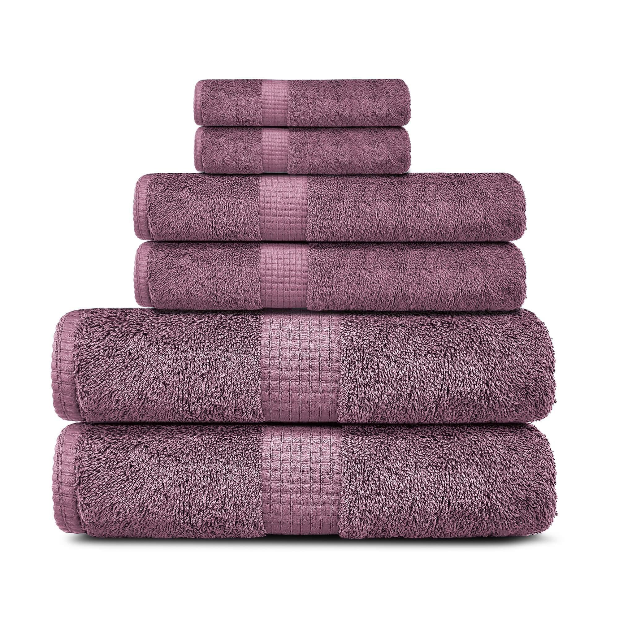 Lavish Touch 100% Cotton 600 GSM Melrose 6 Pc Set 2 Bath 2 Hand 2 Face Towels - Zenvias