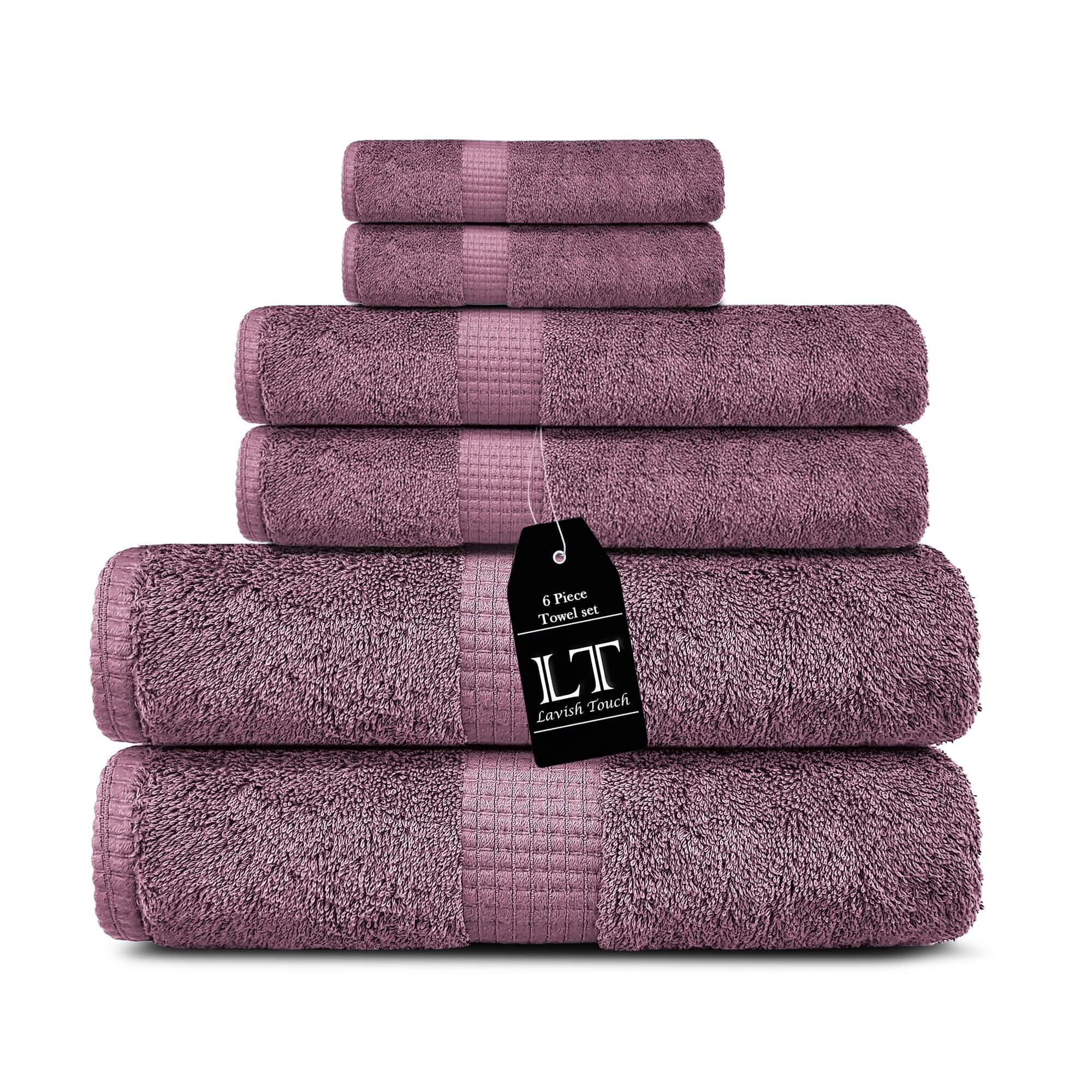 Lavish Touch 100% Cotton 600 GSM Melrose 6 Pc Set 2 Bath 2 Hand 2 Face Towels - Zenvias