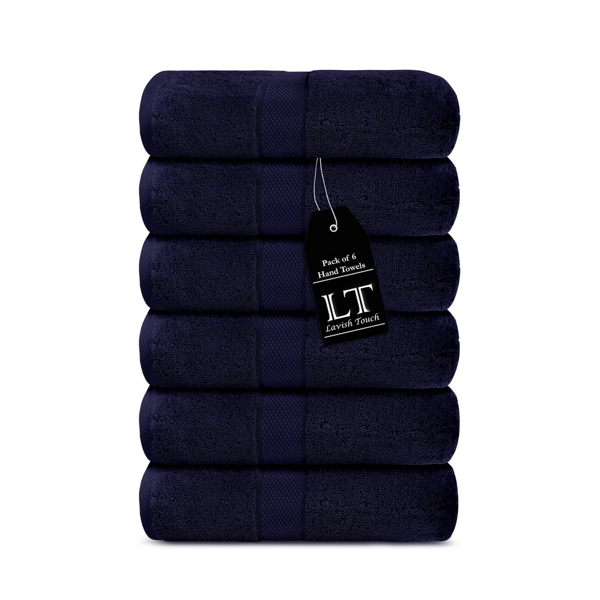 Lavish Touch 100% Cotton 600 GSM Aerocore Pack of 6 Hand Towels - Zenvias