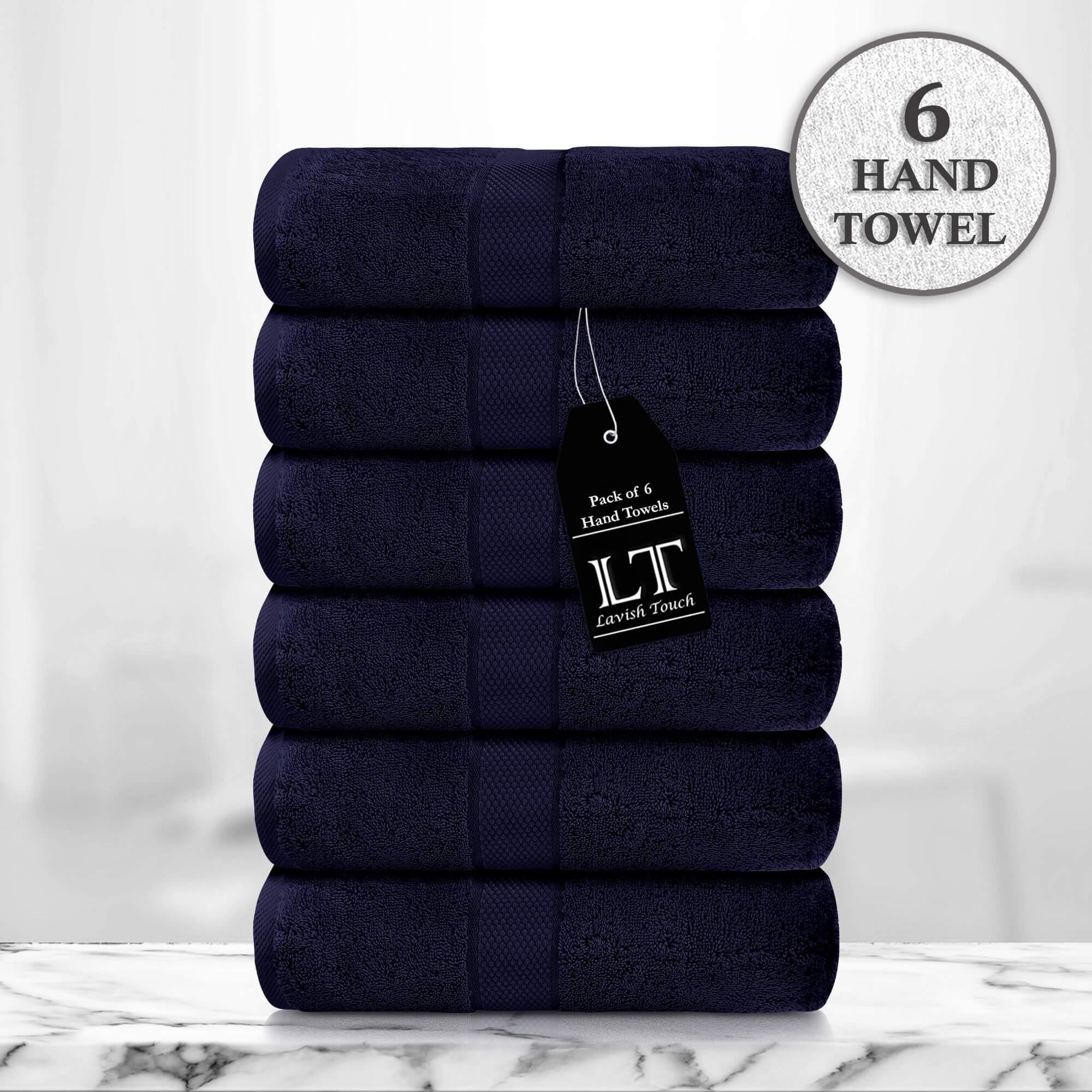 Lavish Touch 100% Cotton 600 GSM Aerocore Pack of 6 Hand Towels - Zenvias