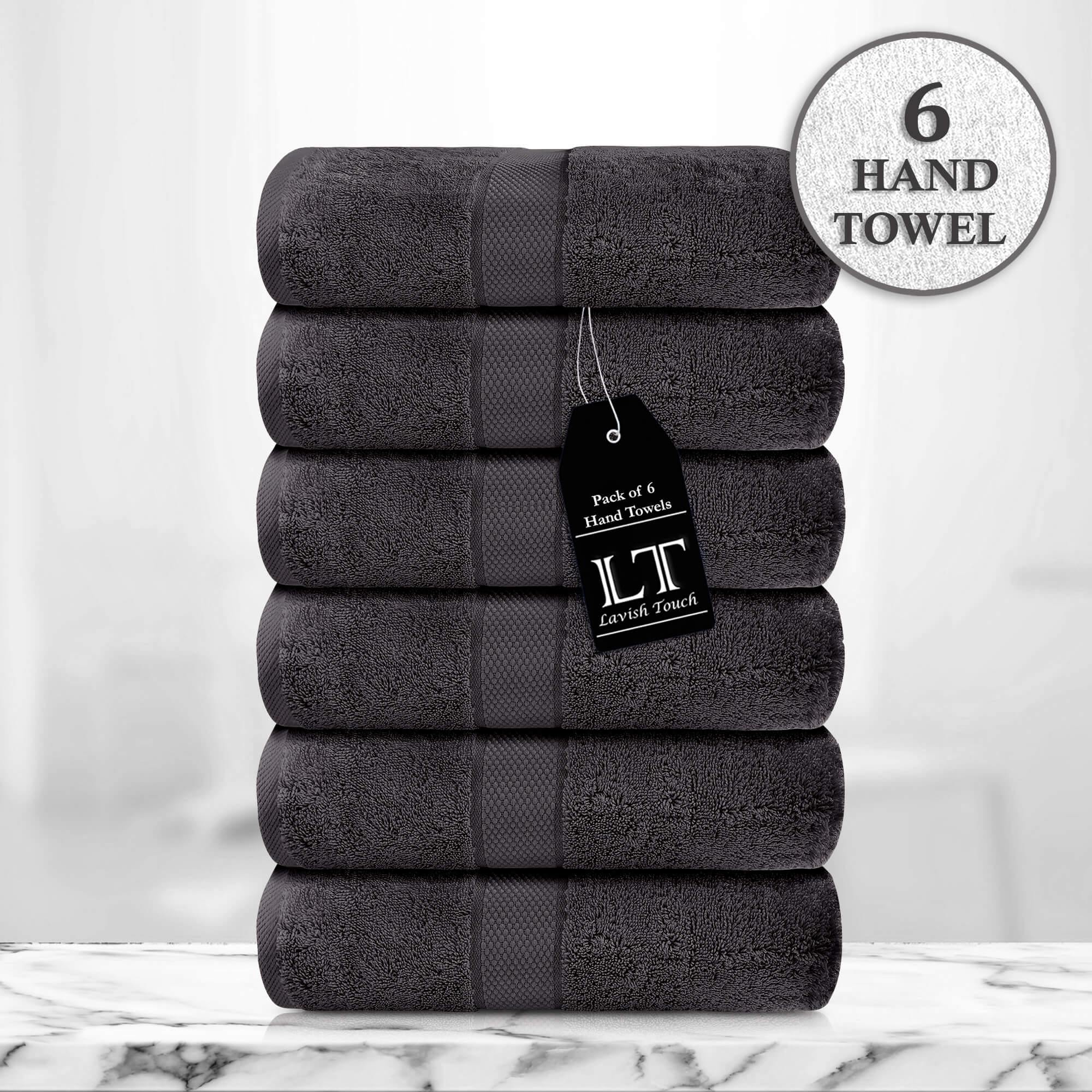 Lavish Touch 100% Cotton 600 GSM Aerocore Pack of 6 Hand Towels - Zenvias