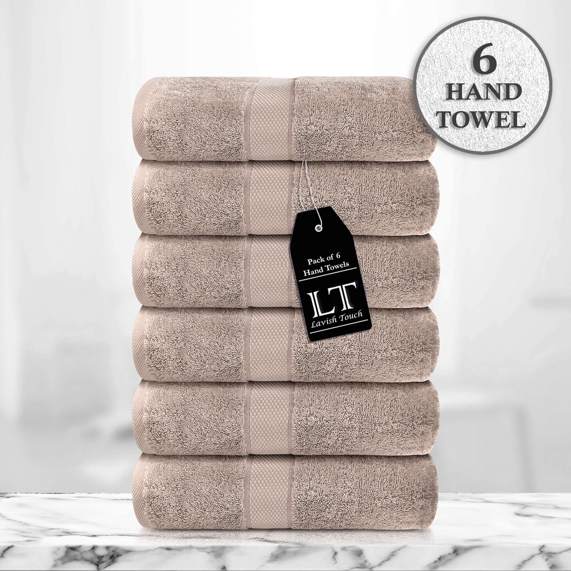 Lavish Touch 100% Cotton 600 GSM Aerocore Pack of 6 Hand Towels - Zenvias