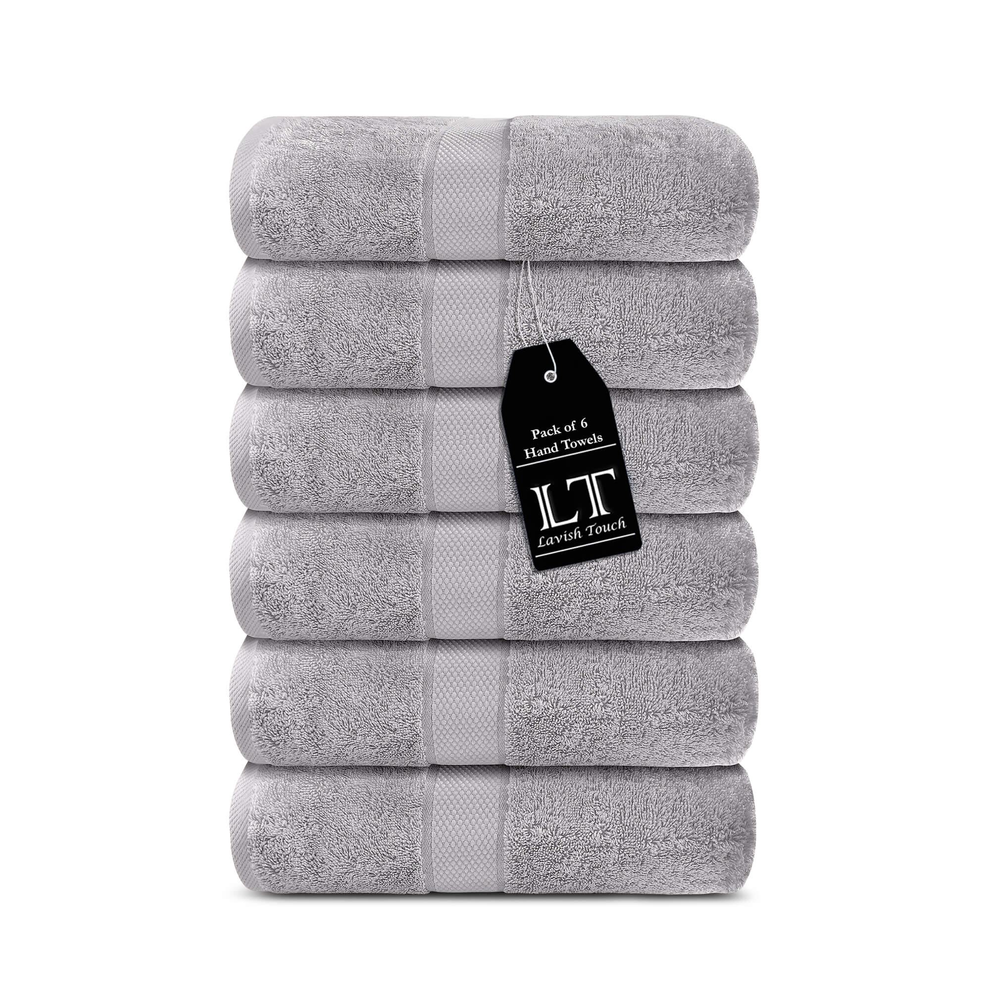 Lavish Touch 100% Cotton 600 GSM Aerocore Pack of 6 Hand Towels - Zenvias