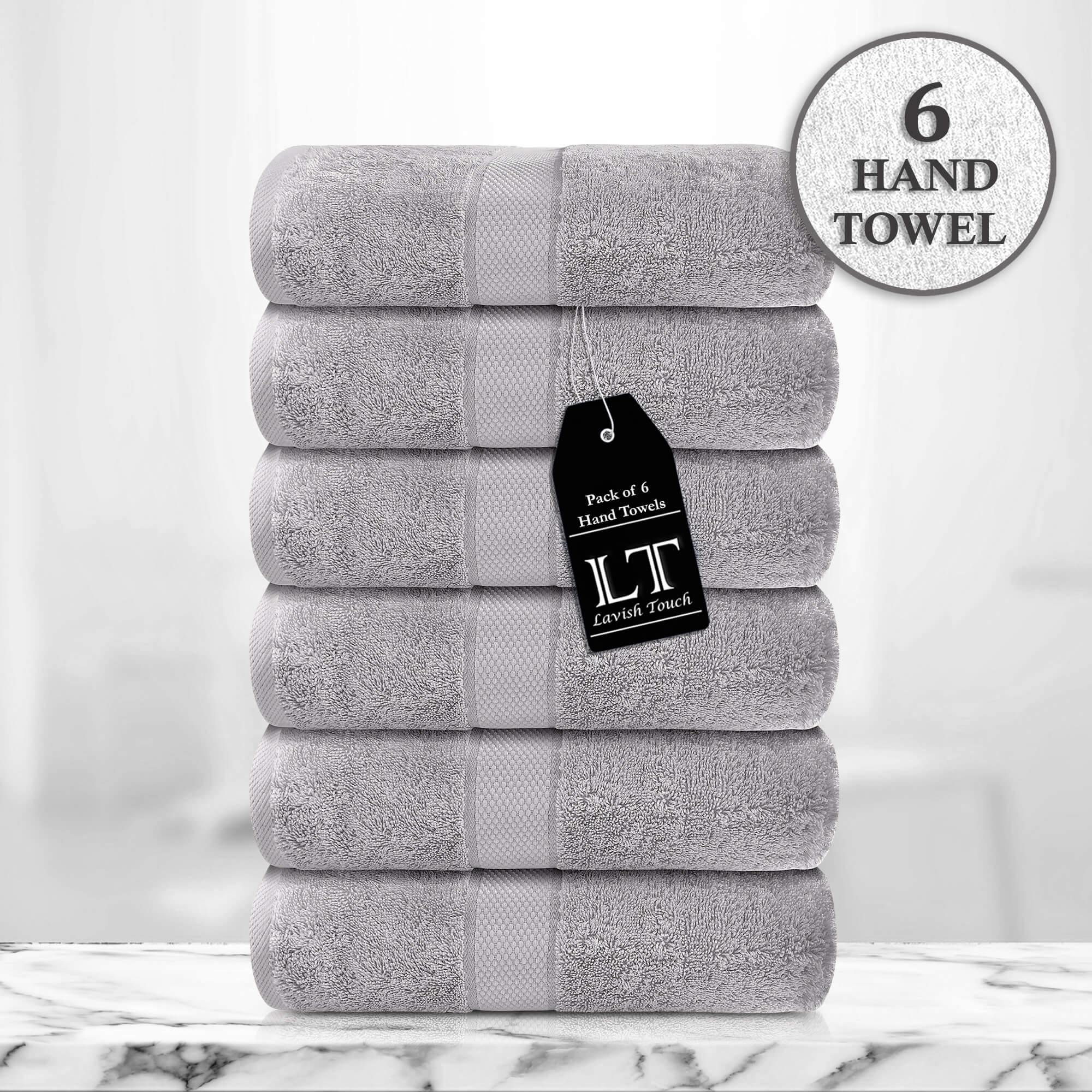 Lavish Touch 100% Cotton 600 GSM Aerocore Pack of 6 Hand Towels - Zenvias