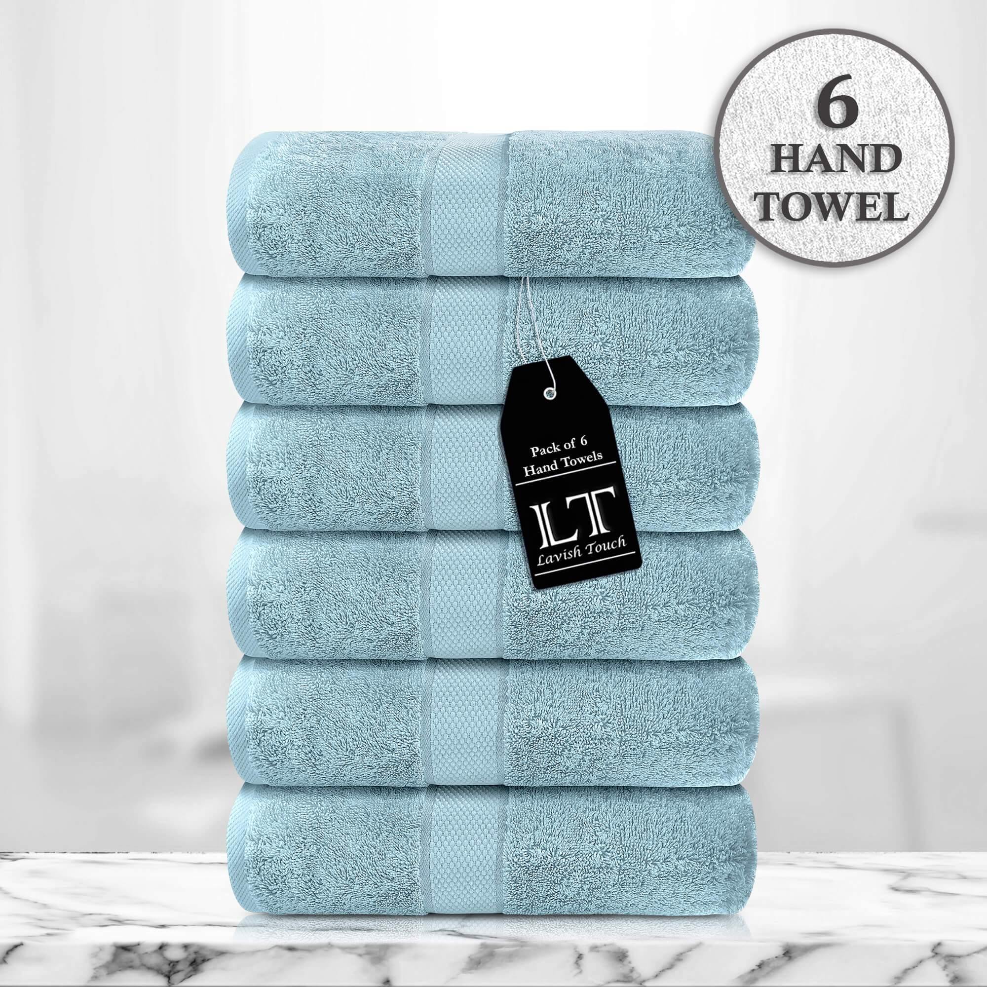 Lavish Touch 100% Cotton 600 GSM Aerocore Pack of 6 Hand Towels - Zenvias