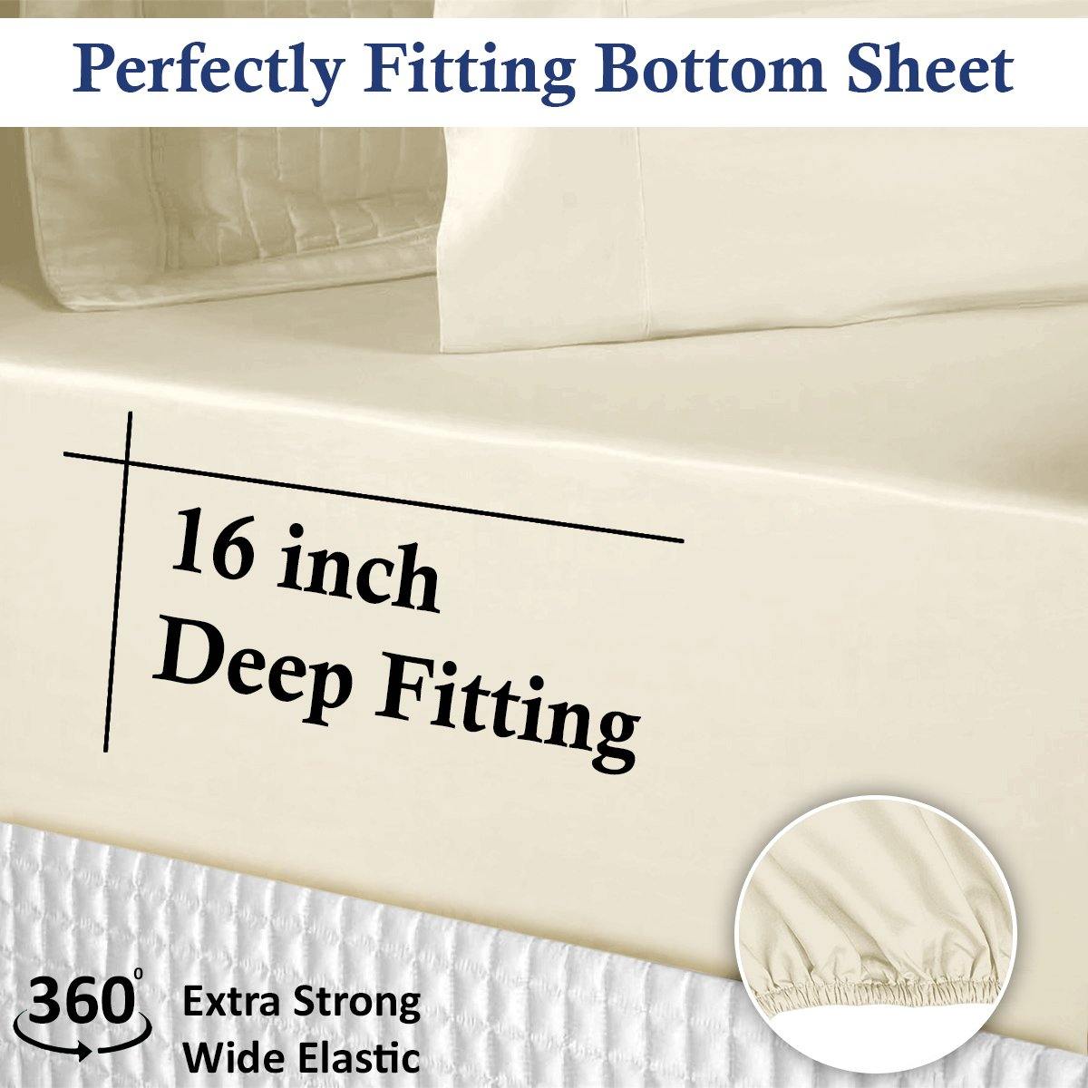 Lavish Touch 100% Cotton 500TC Queen Bed Sheet Set 4 Pcs Zenvias