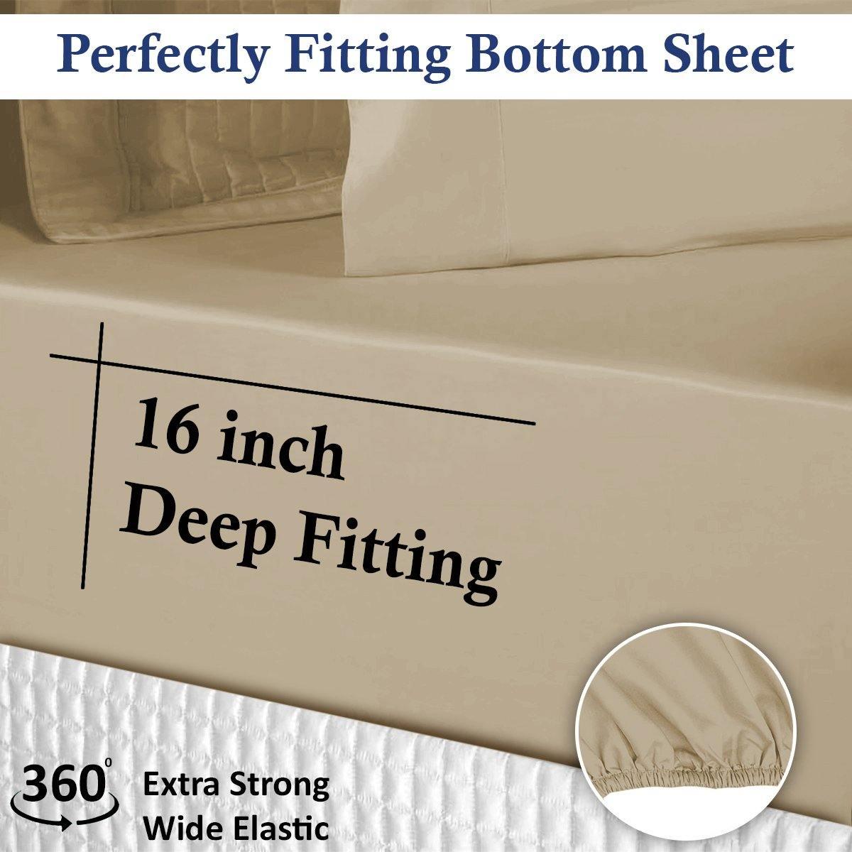 Lavish Touch 100% Cotton 500TC Queen Bed Sheet Set 4 Pcs Zenvias