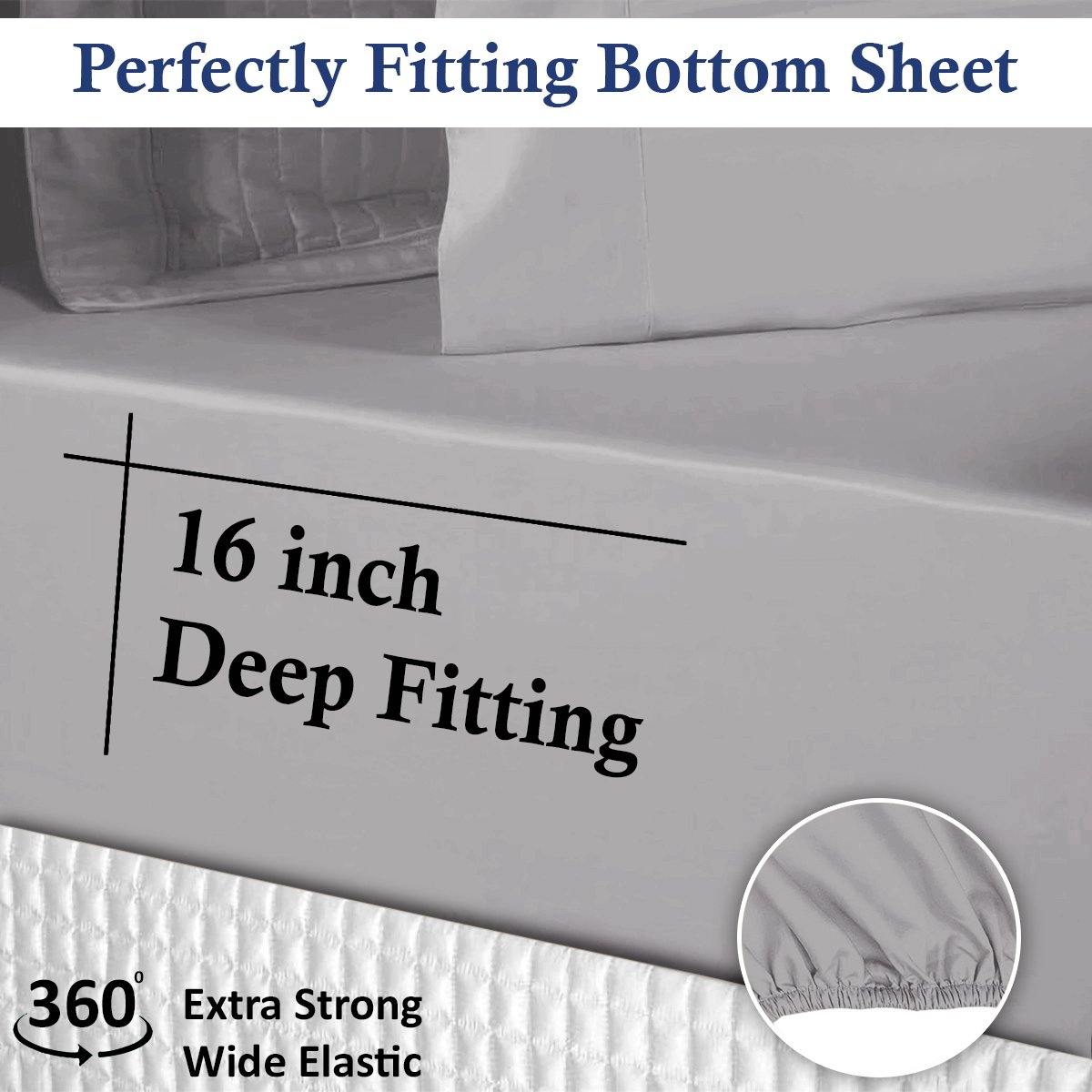 Lavish Touch 100% Cotton 500TC Queen Bed Sheet Set 4 Pcs Zenvias