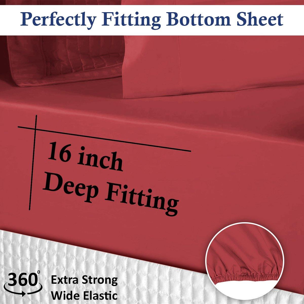 Lavish Touch 100% Cotton 500TC Queen Bed Sheet Set 4 Pcs Zenvias