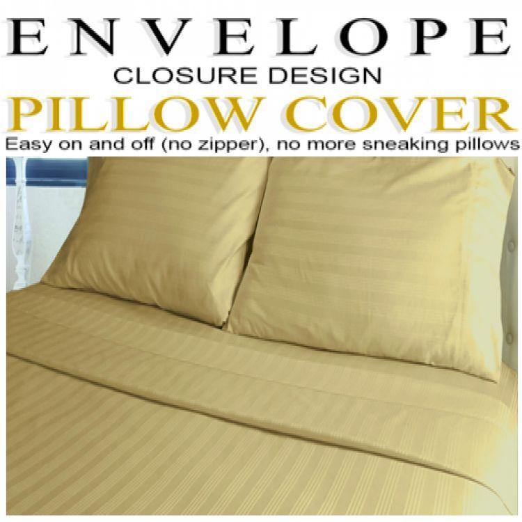 Lavish Touch 100% Cotton 500 TC Sateen Stripe 4pc Sheet Set - Queen - Zenvias