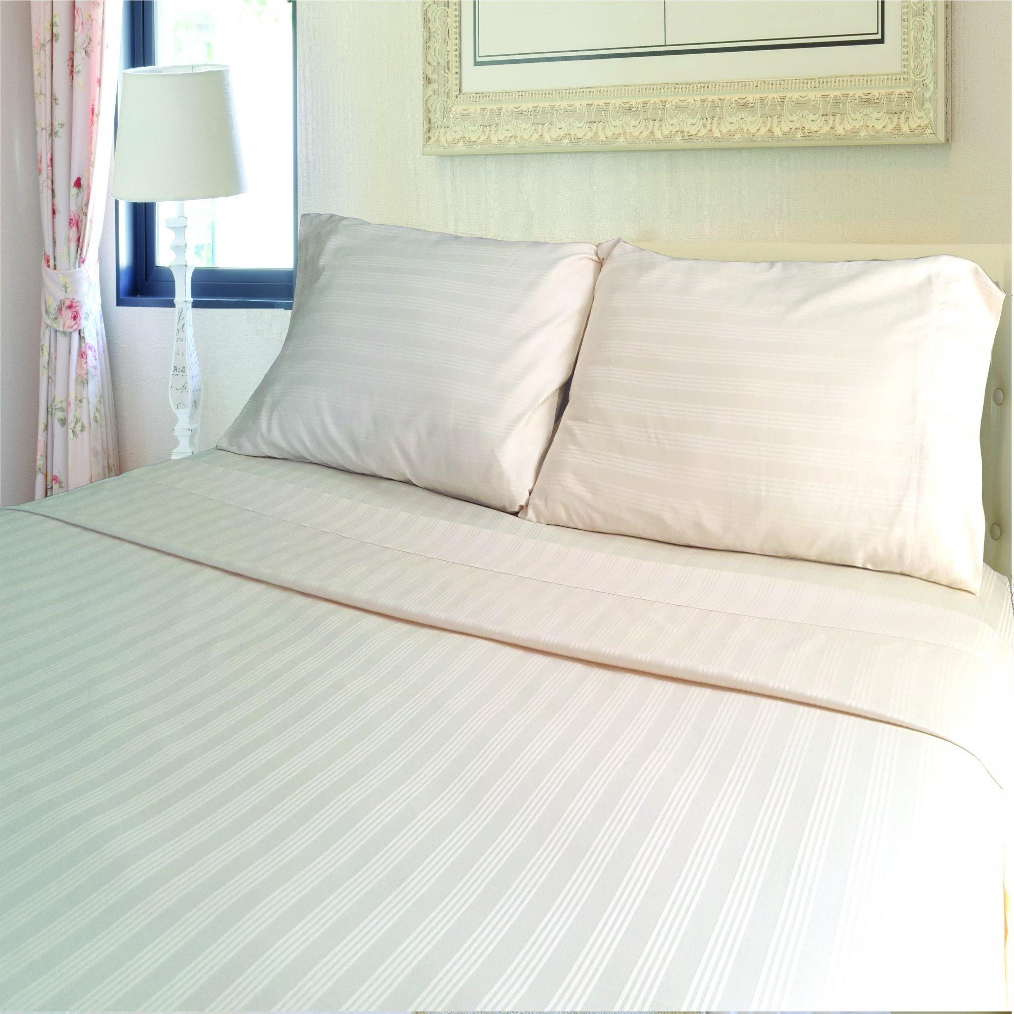 Lavish Touch 100% Cotton 500 TC Sateen Stripe 4pc Sheet Set - Queen - Zenvias