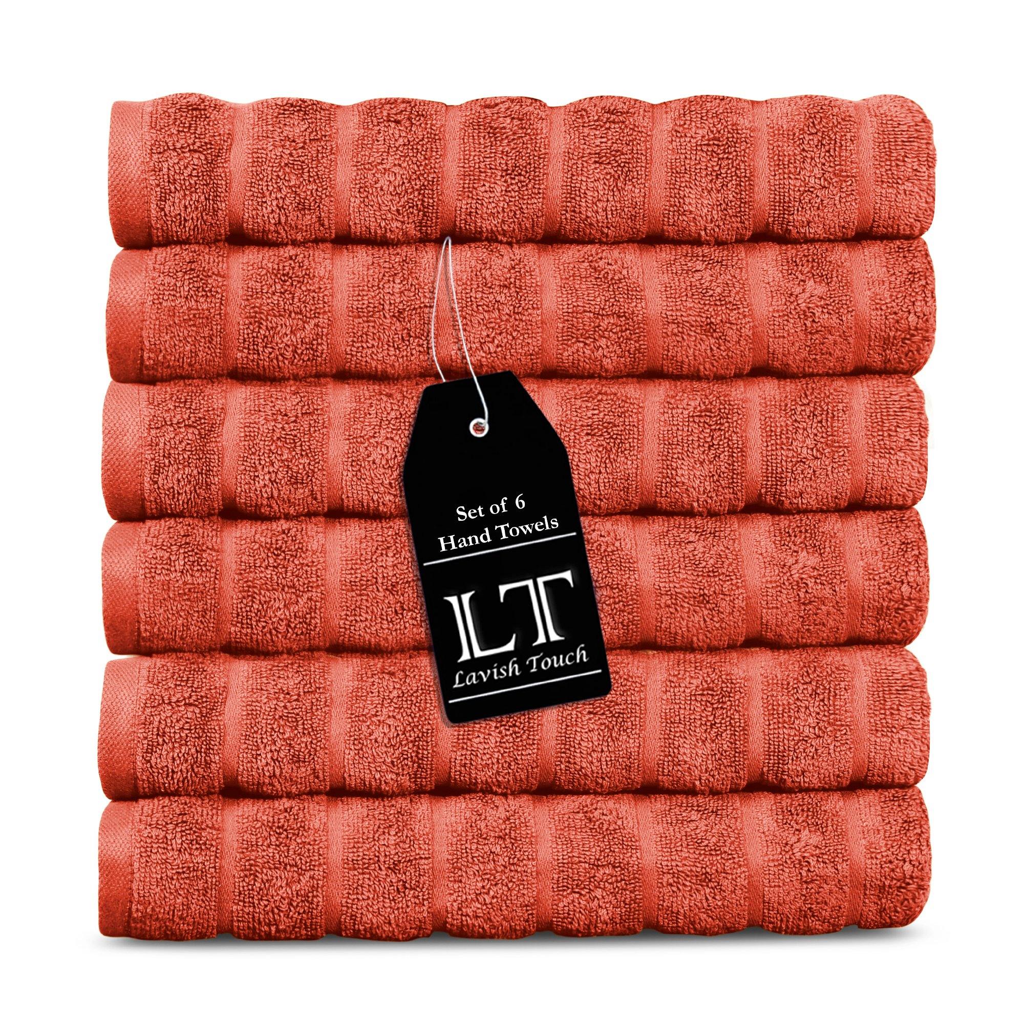 Lavish Touch 100% Cotton 600 GSM Hand Towels 6 Pcs - Zenvias