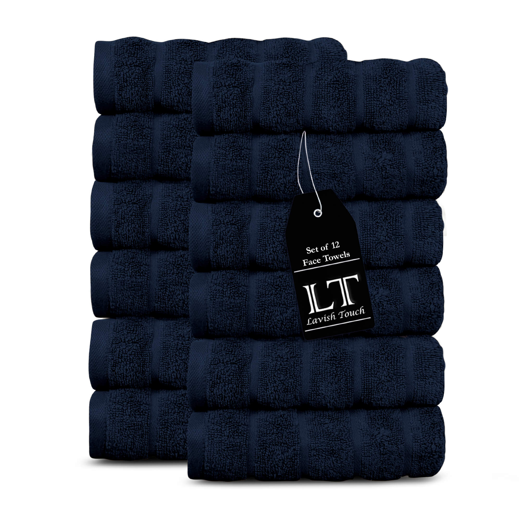 Lavish Touch 100% Cotton 600 GSM Face Towels Pack of 12 - Zenvias