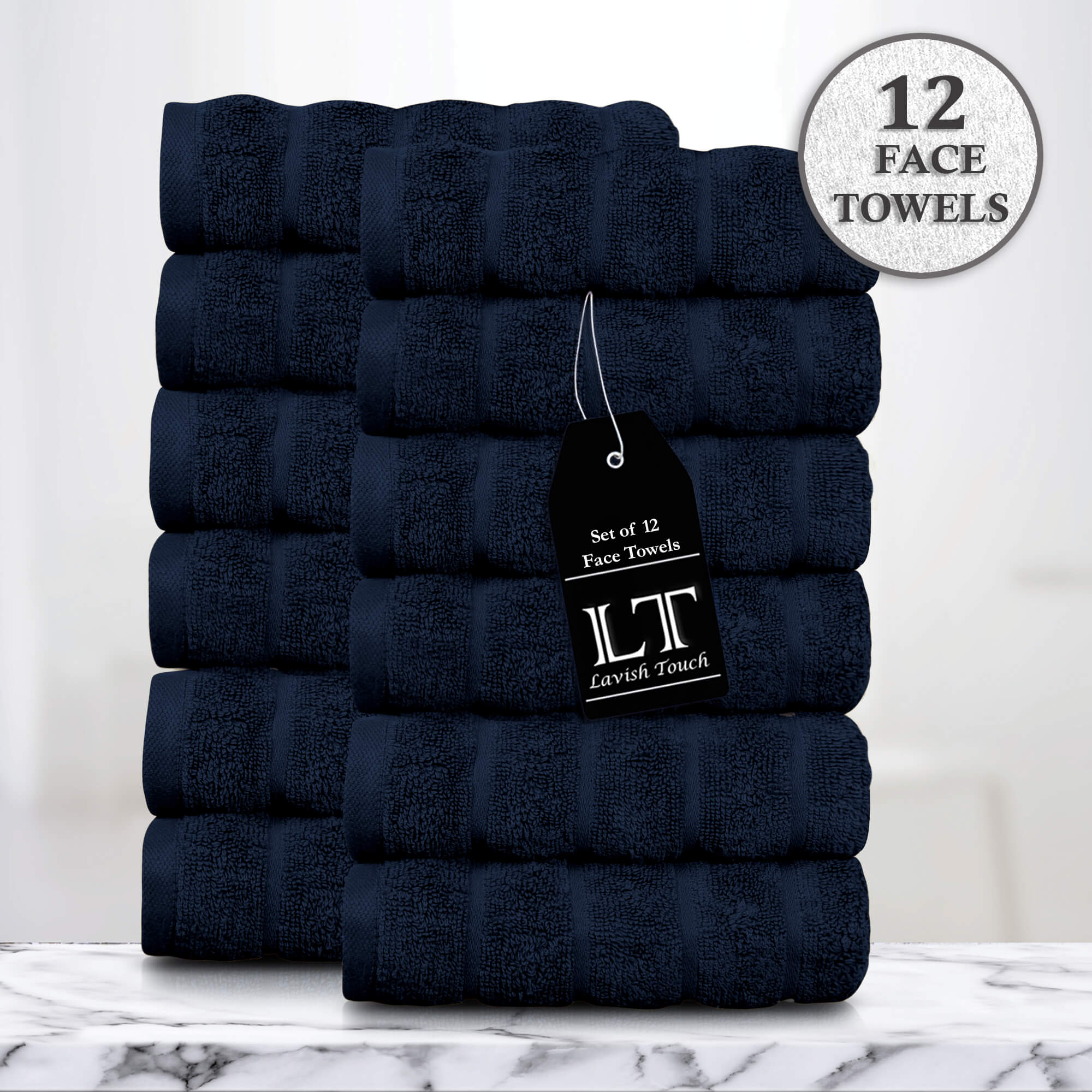 Lavish Touch 100% Cotton 600 GSM Face Towels Pack of 12 - Zenvias