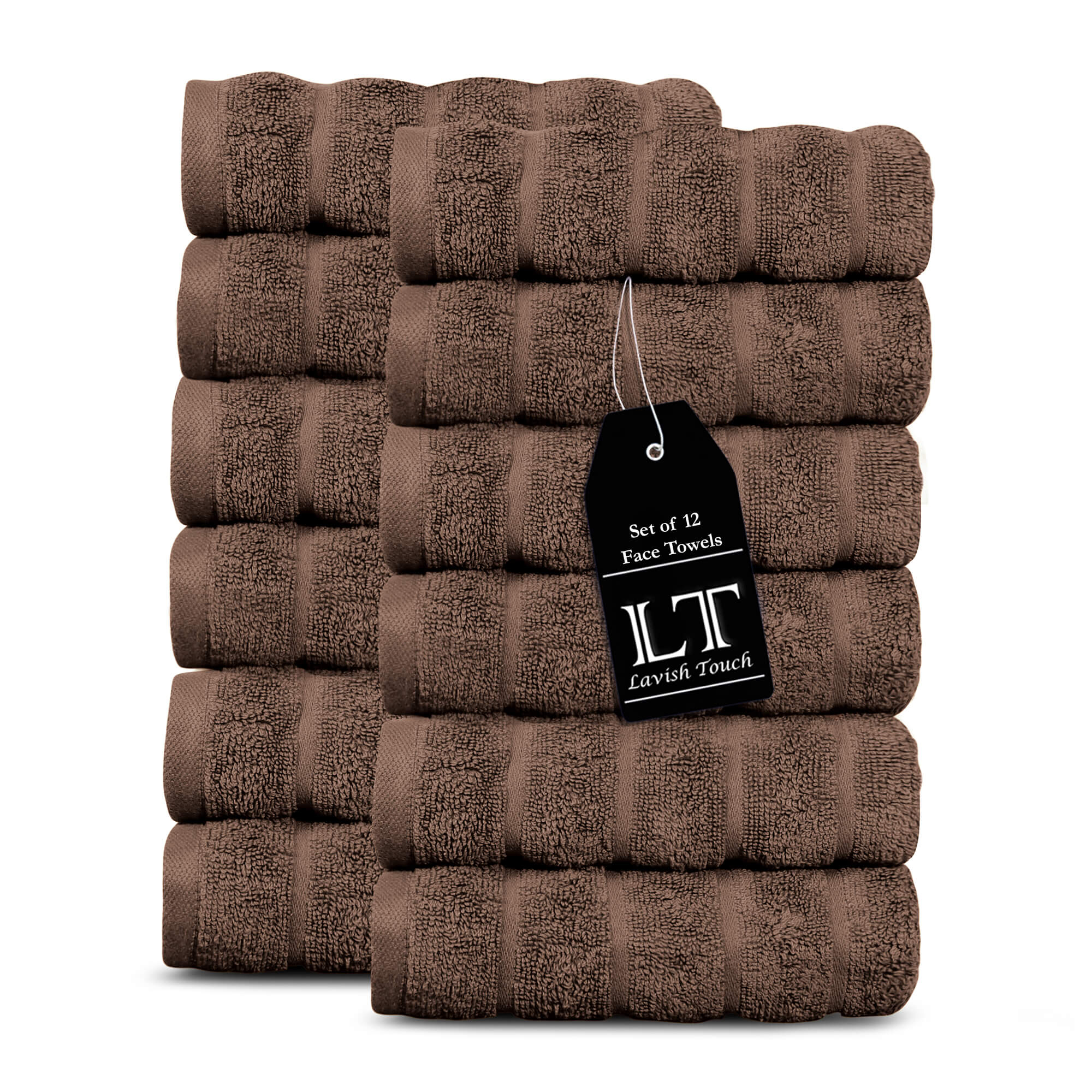 Lavish Touch 100% Cotton 600 GSM Face Towels Pack of 12 - Zenvias