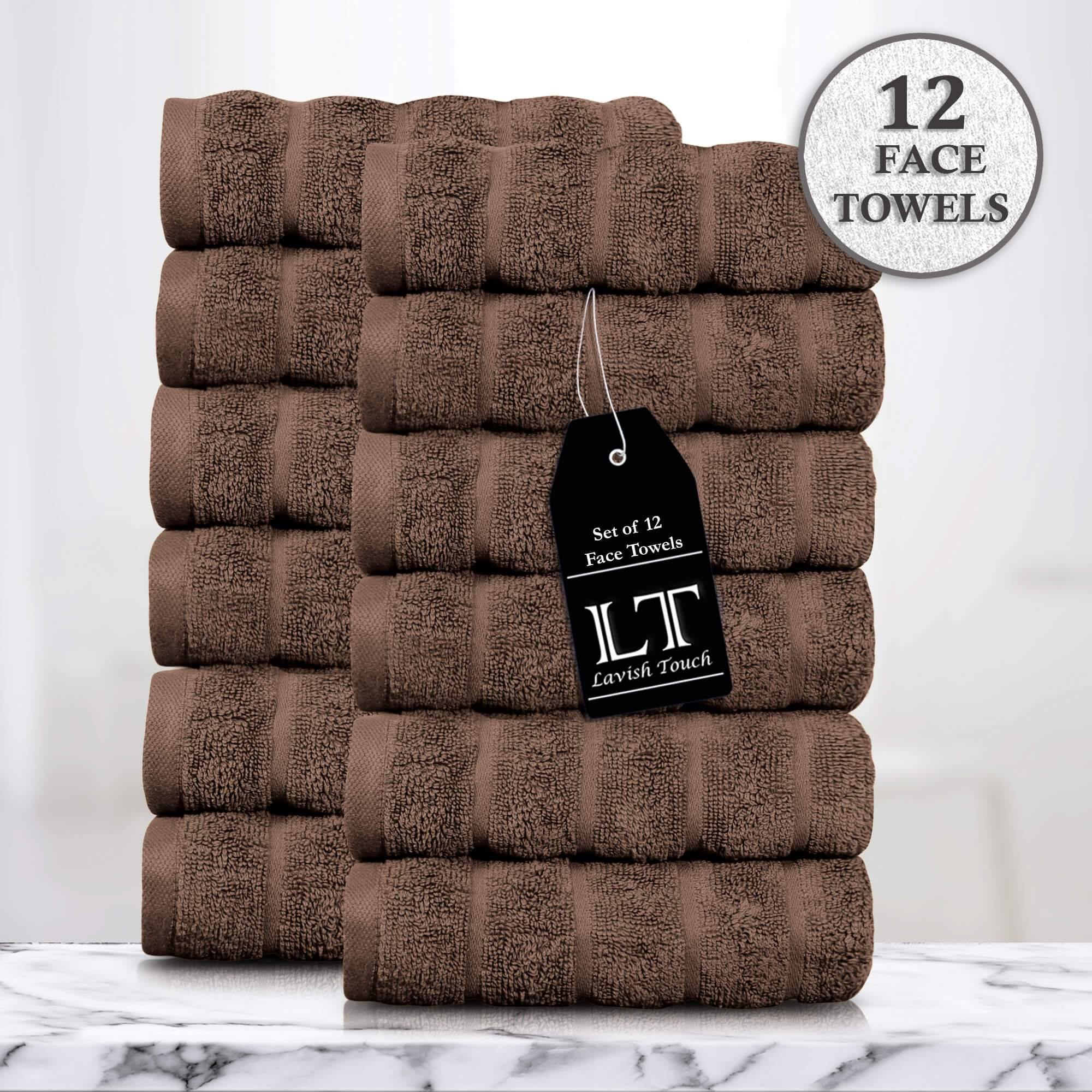 Lavish Touch 100% Cotton 600 GSM Face Towels Pack of 12 - Zenvias