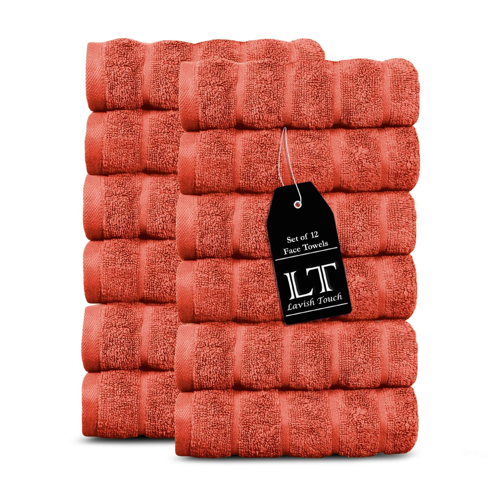 Lavish Touch 100% Cotton 600 GSM Face Towels Pack of 12 - Zenvias