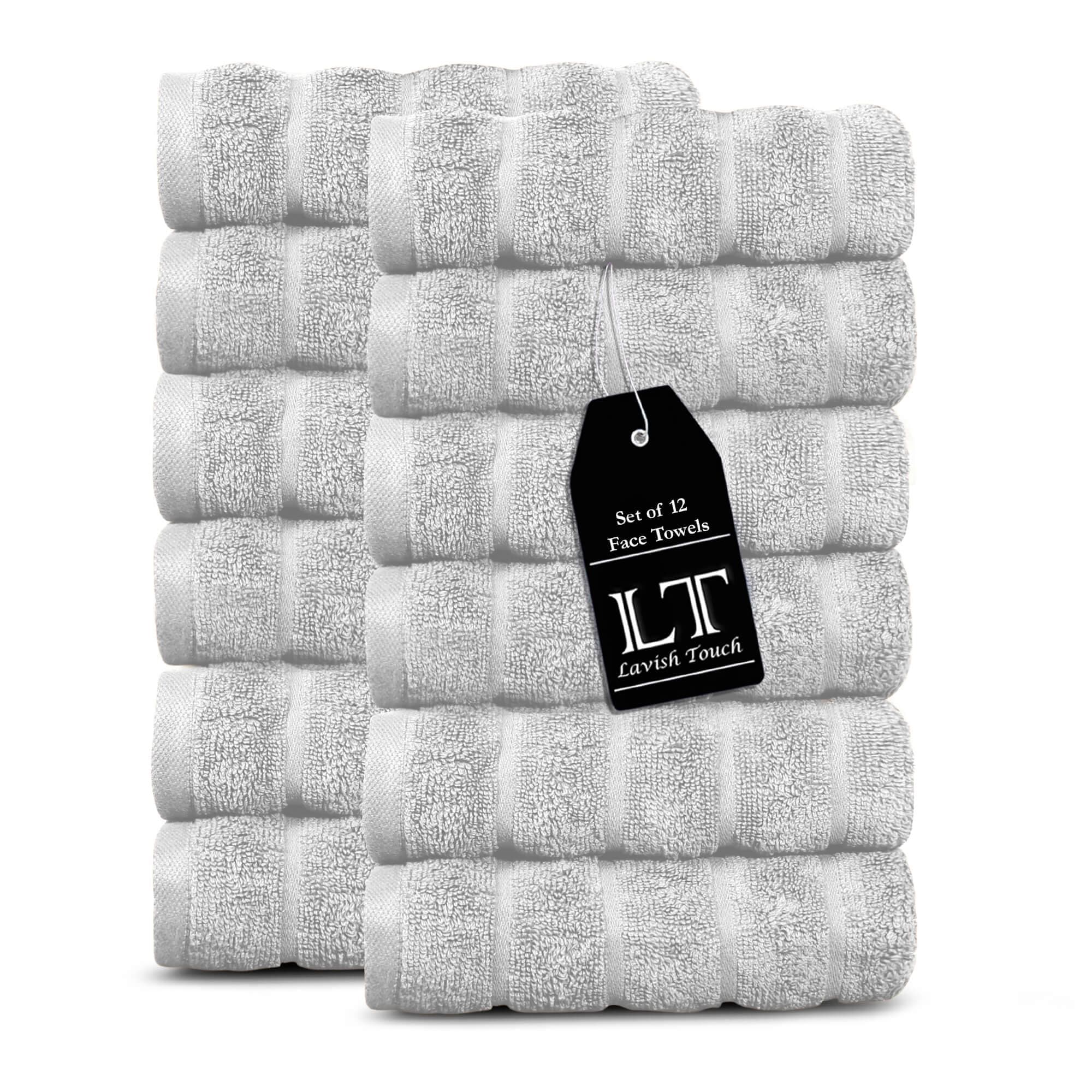 Lavish Touch 100% Cotton 600 GSM Face Towels Pack of 12 - Zenvias