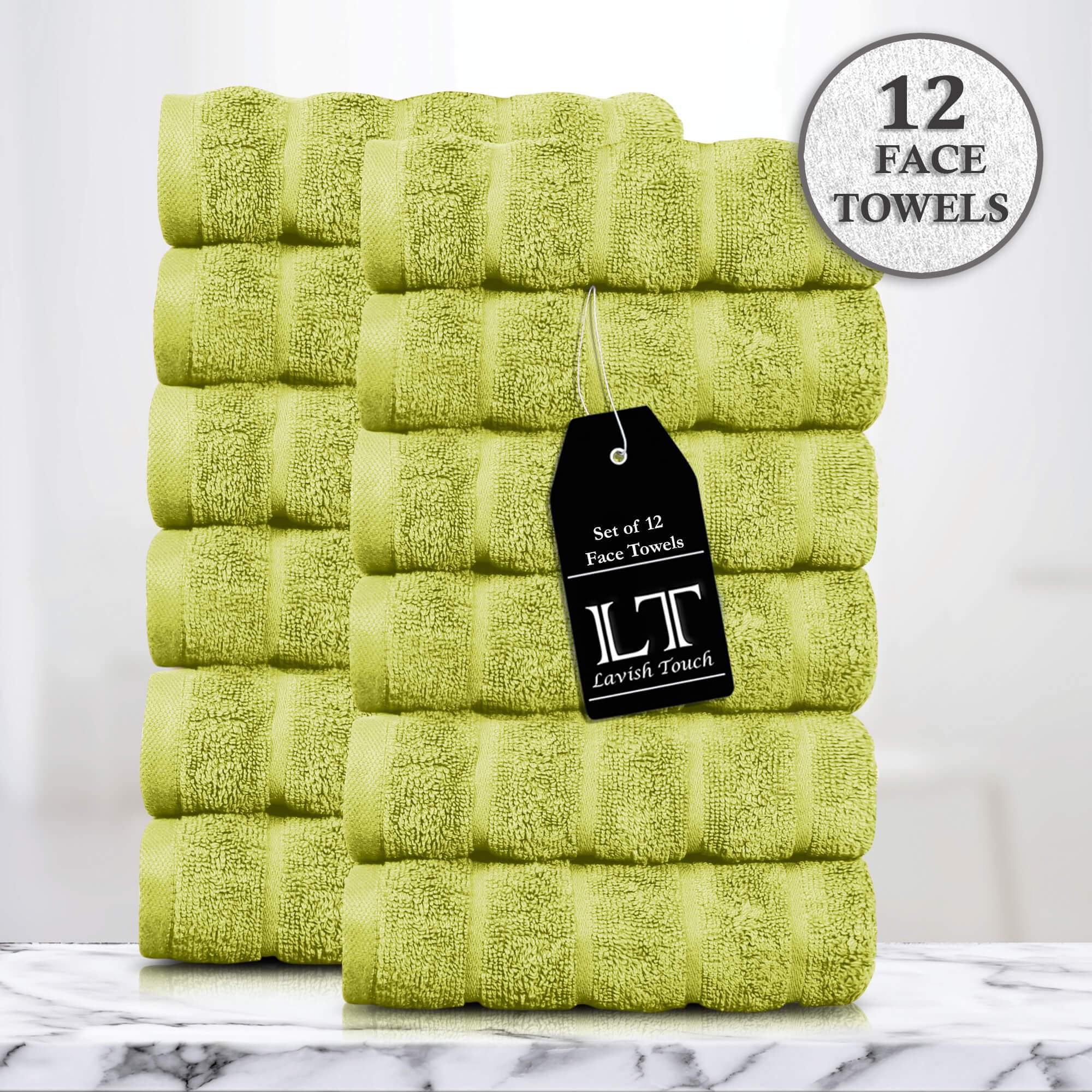 Lavish Touch 100% Cotton 600 GSM Face Towels Pack of 12 - Zenvias