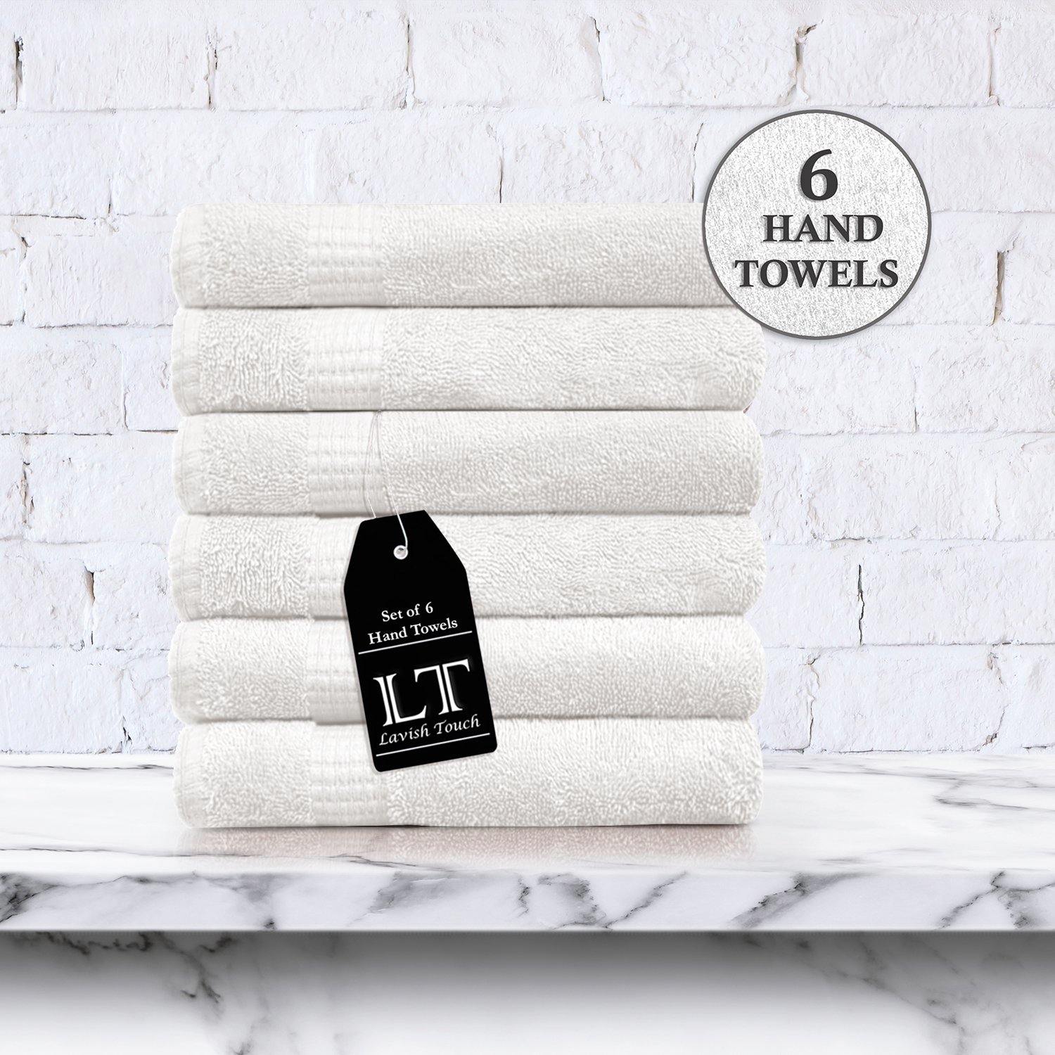 Lavish Touch 100% Cotton Melrose Hand Towels Set Pack of 6 - Zenvias