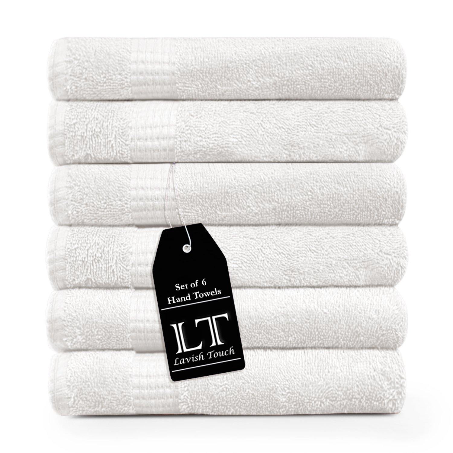 Lavish Touch 100% Cotton Melrose Hand Towels Set Pack of 6 - Zenvias
