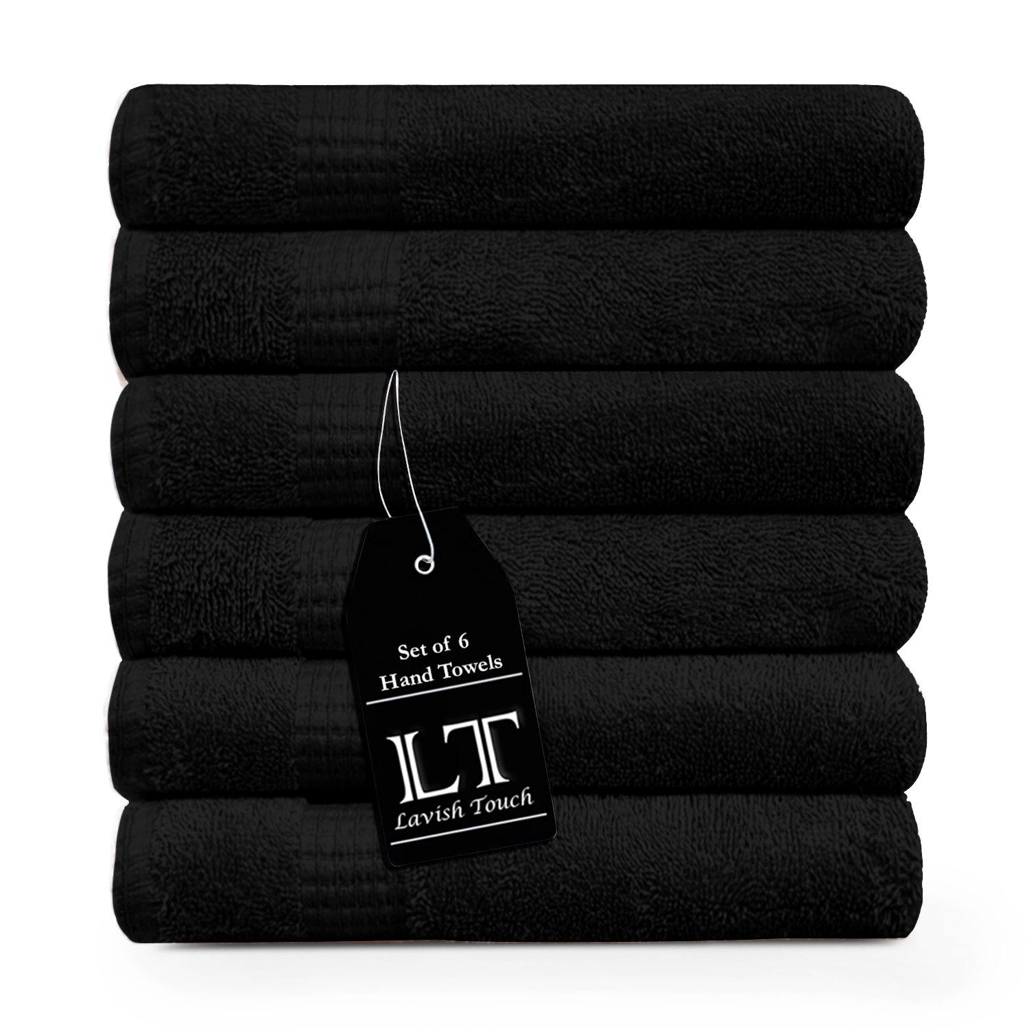 Lavish Touch 100% Cotton Melrose Hand Towels Set Pack of 6 - Zenvias
