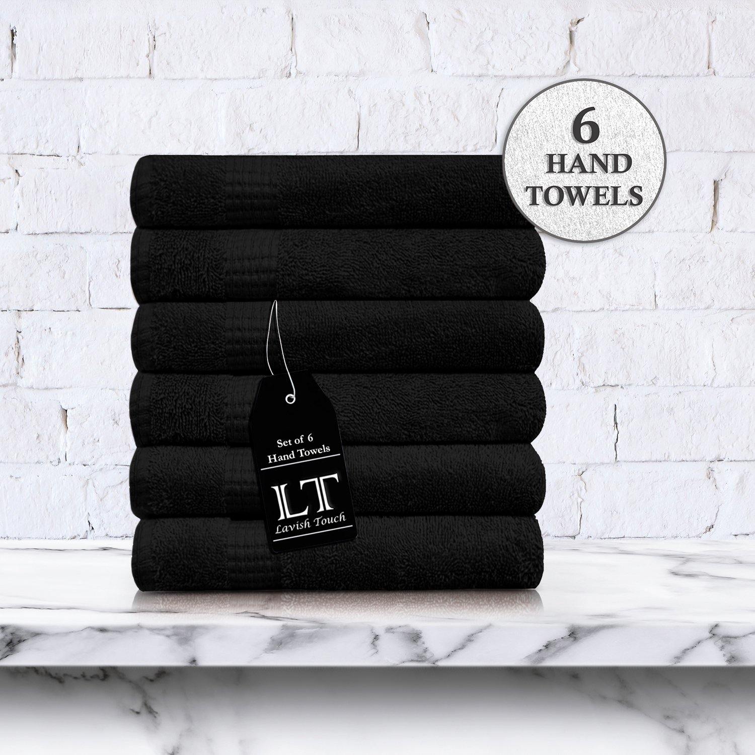 Lavish Touch 100% Cotton Melrose Hand Towels Set Pack of 6 - Zenvias