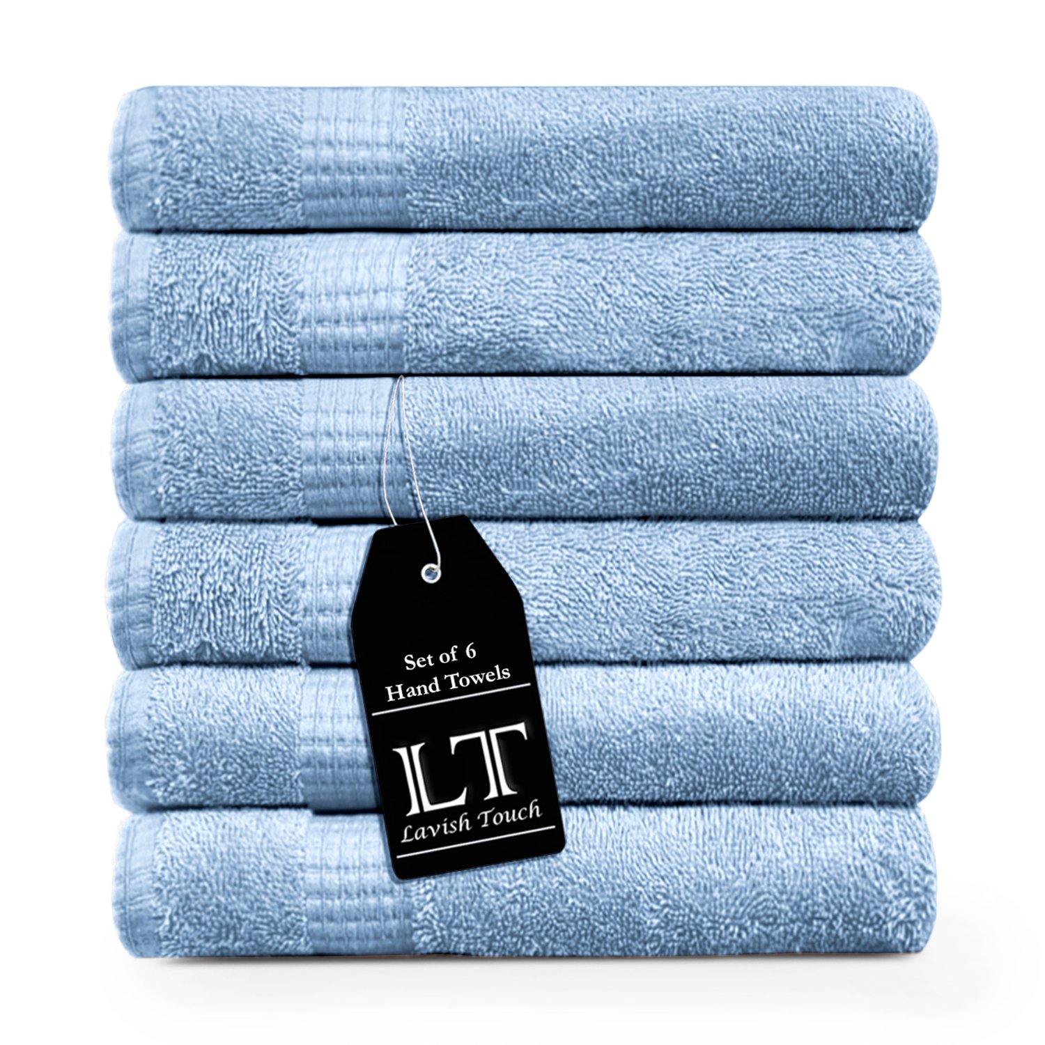 Lavish Touch 100% Cotton Melrose Hand Towels Set Pack of 6 - Zenvias