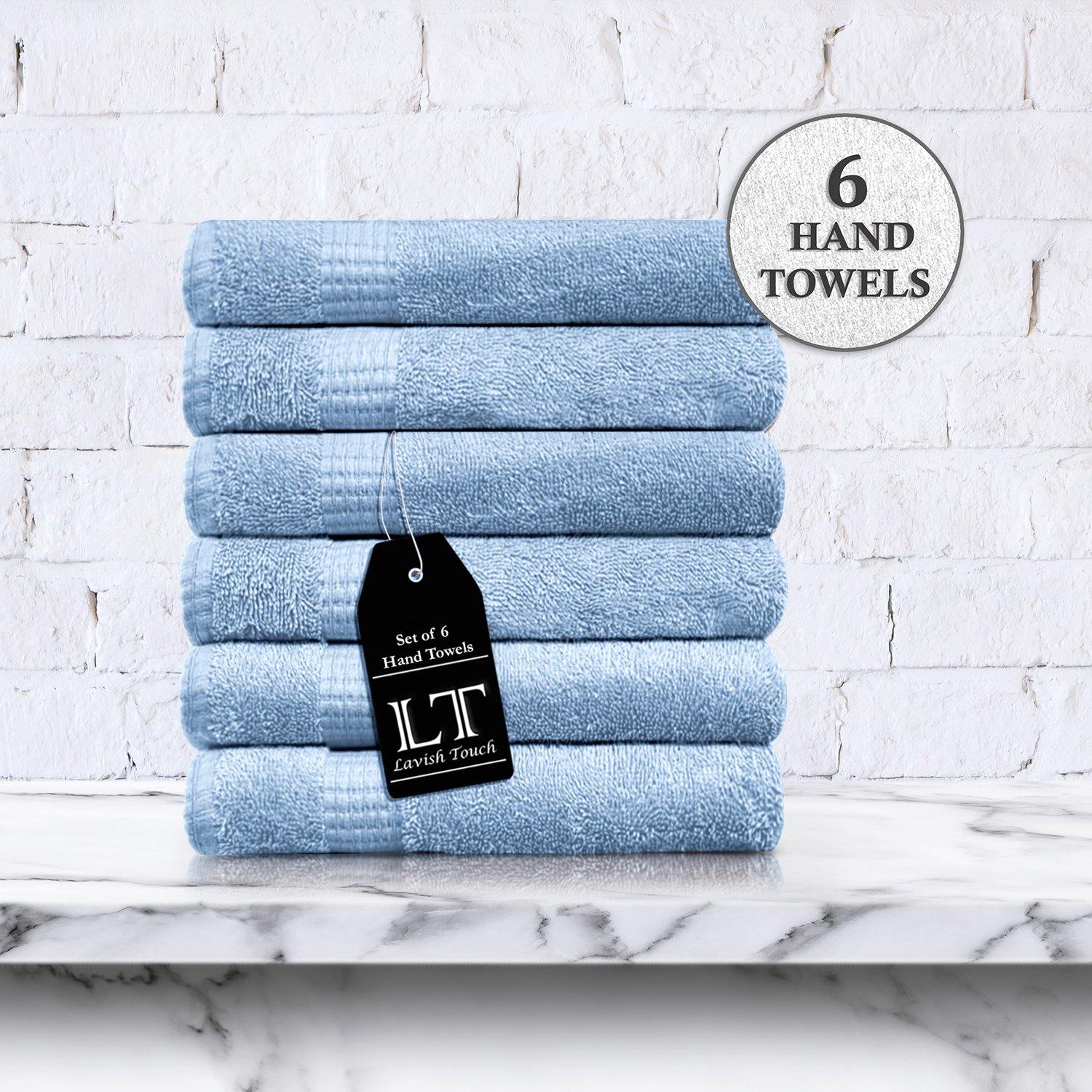 Lavish Touch 100% Cotton Melrose Hand Towels Set Pack of 6 - Zenvias