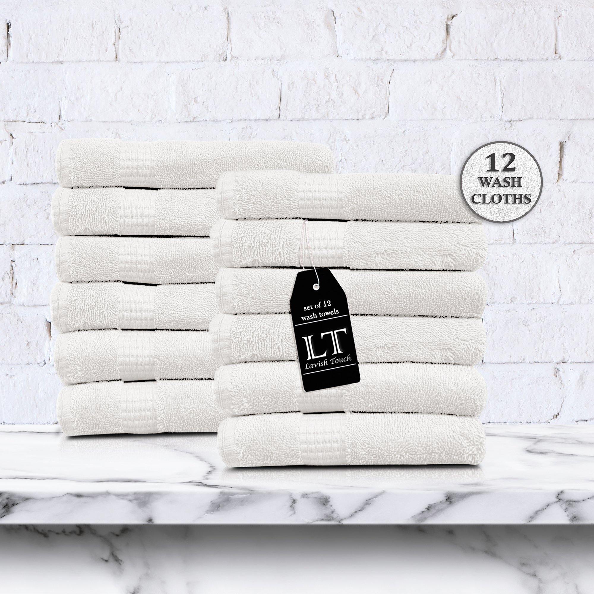 Lavish Touch 100% Cotton 600 GSM Melrose Pack of 12 Wash Towels - Zenvias