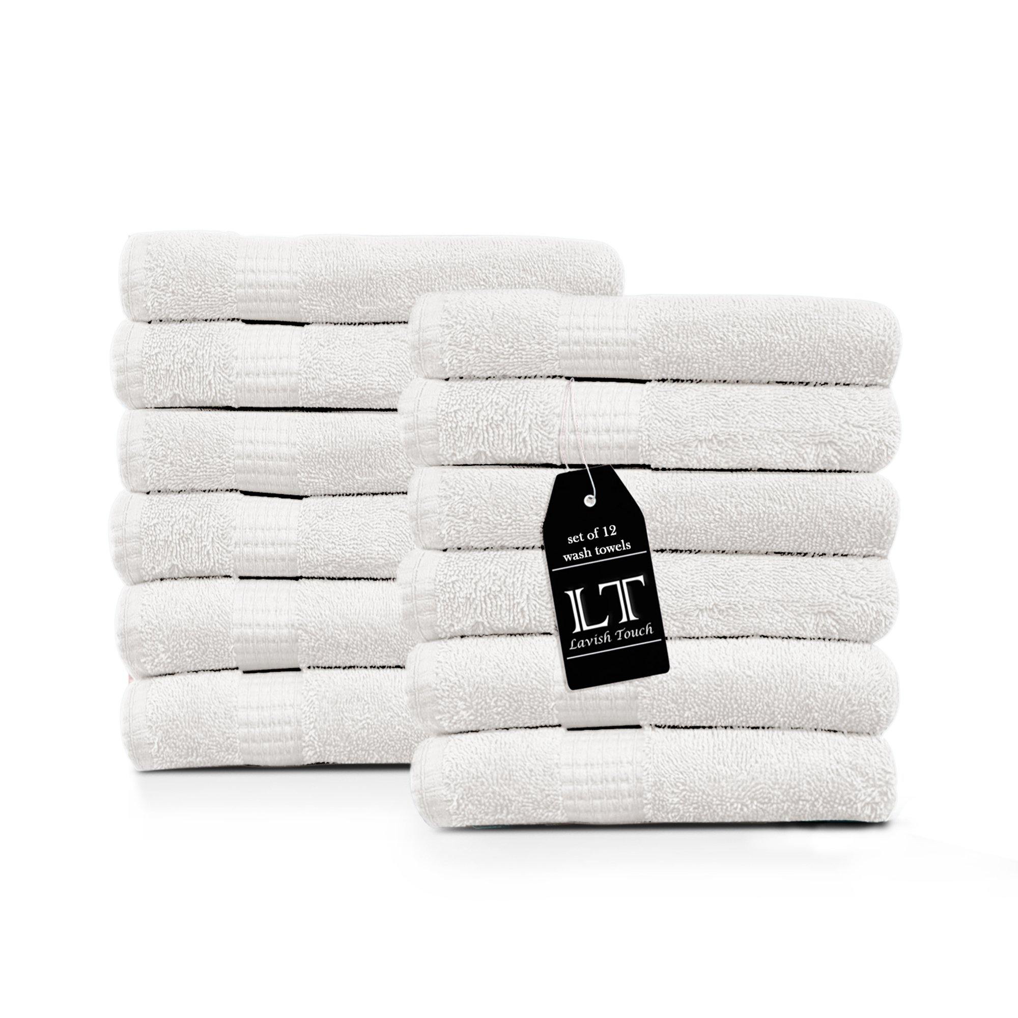 Lavish Touch 100% Cotton 600 GSM Melrose Pack of 12 Wash Towels - Zenvias