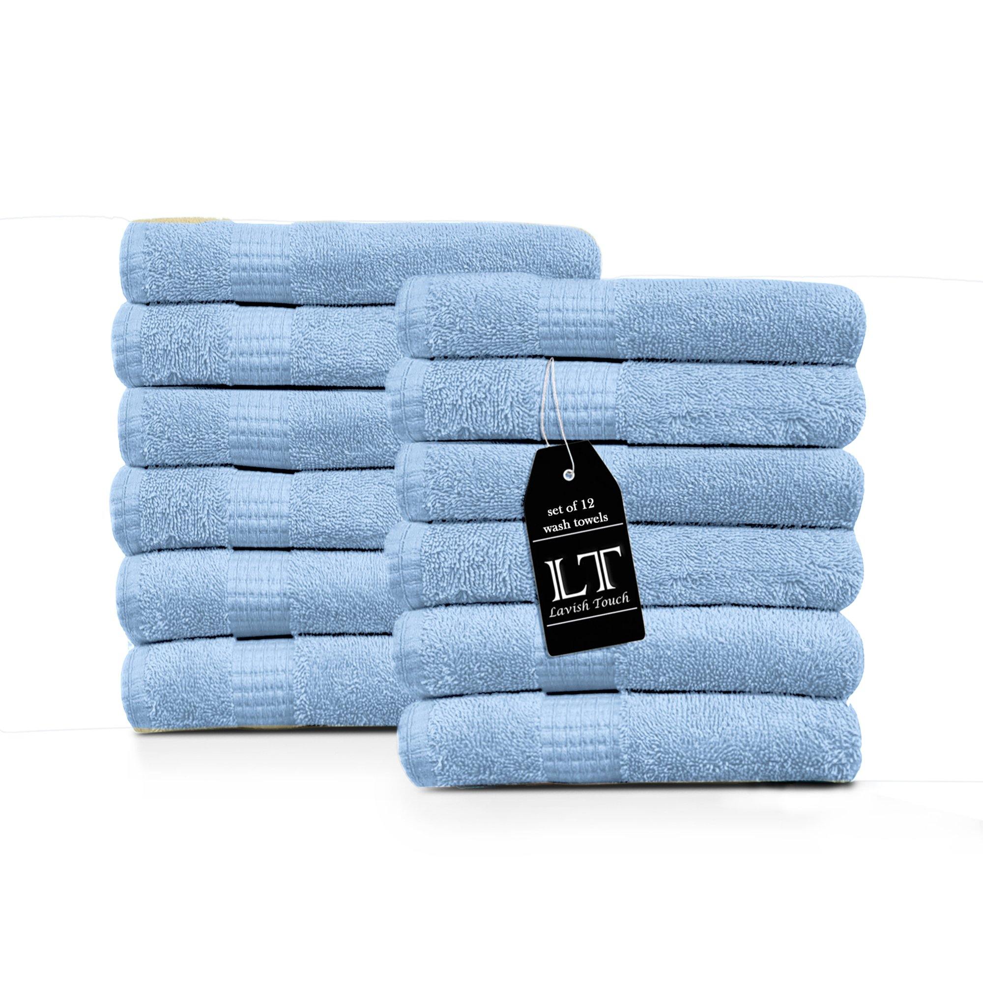 Lavish Touch 100% Cotton 600 GSM Melrose Pack of 12 Wash Towels - Zenvias
