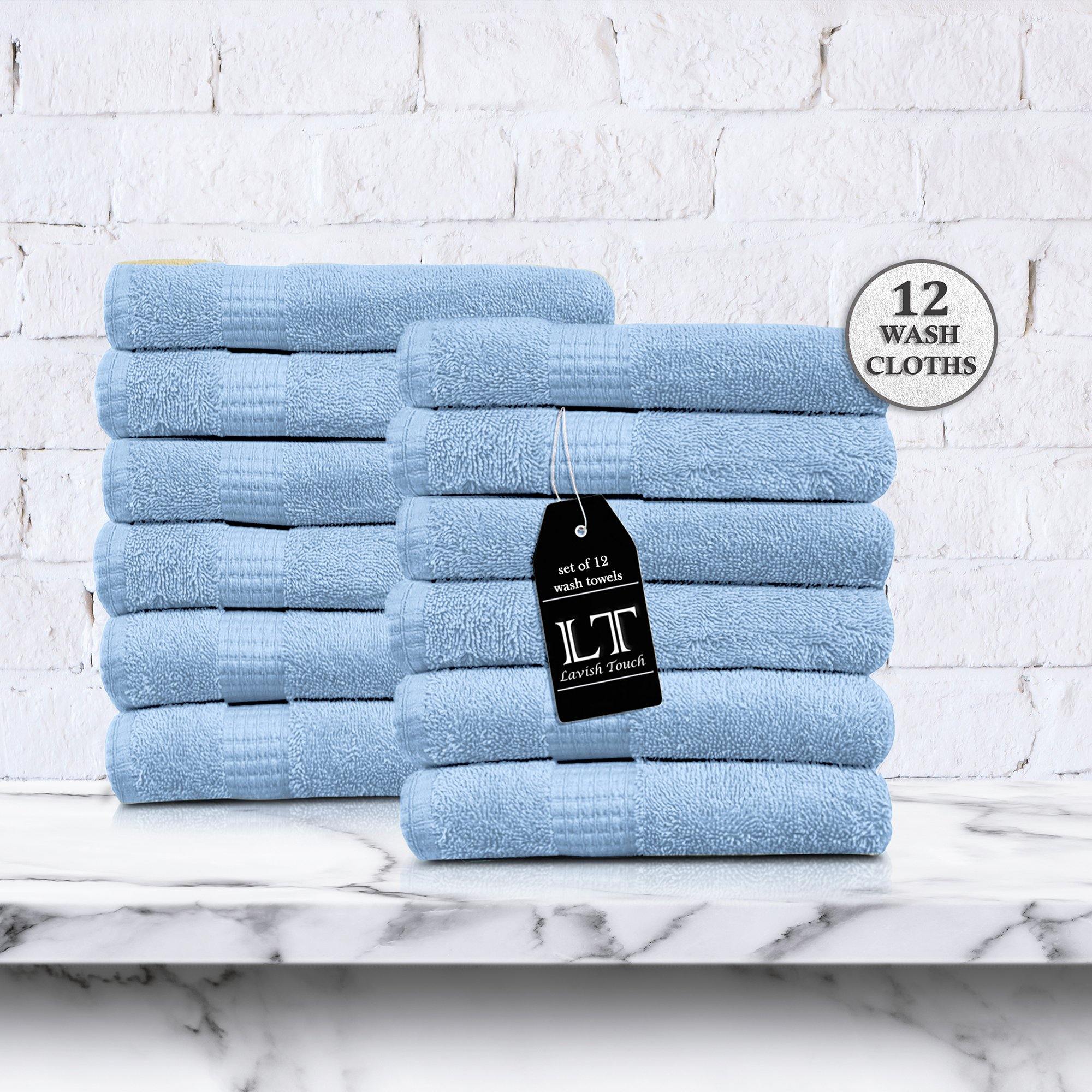 Lavish Touch 100% Cotton 600 GSM Melrose Pack of 12 Wash Towels - Zenvias