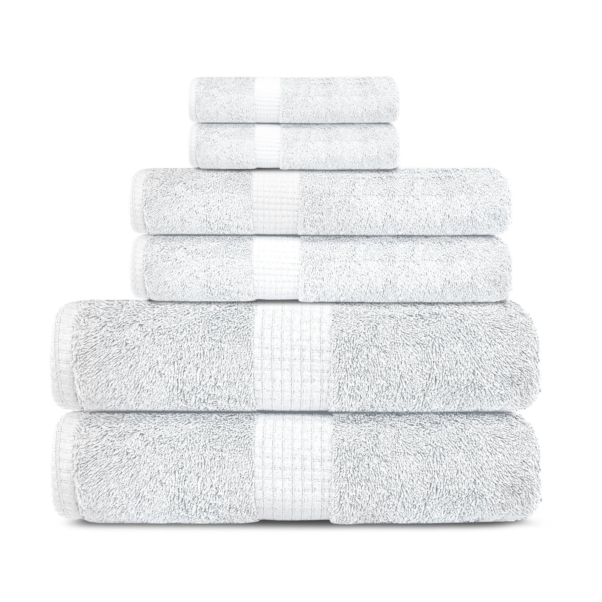 Lavish Touch 100% Cotton 600 GSM Melrose 6 Pc Set 2 Bath 2 Hand 2 Face Towels - Zenvias