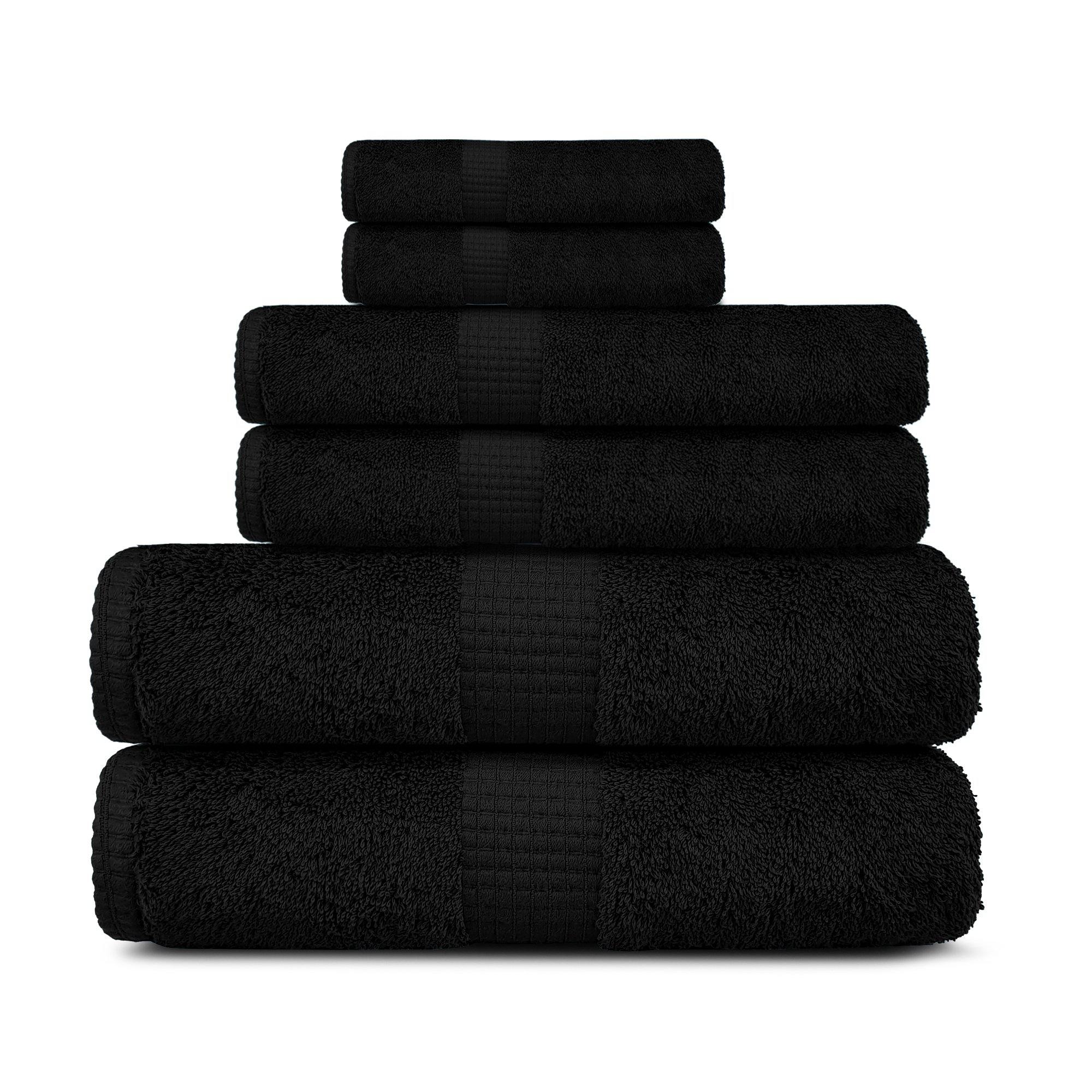 Lavish Touch 100% Cotton 600 GSM Melrose 6 Pc Set 2 Bath 2 Hand 2 Face Towels - Zenvias