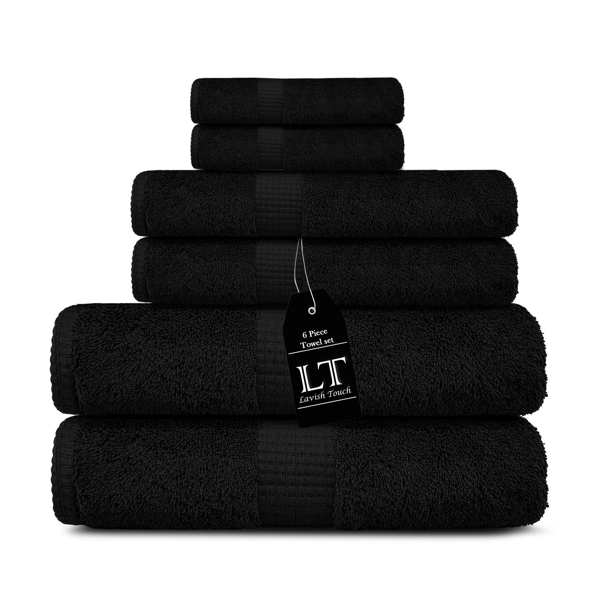 Lavish Touch 100% Cotton 600 GSM Melrose 6 Pc Set 2 Bath 2 Hand 2 Face Towels - Zenvias